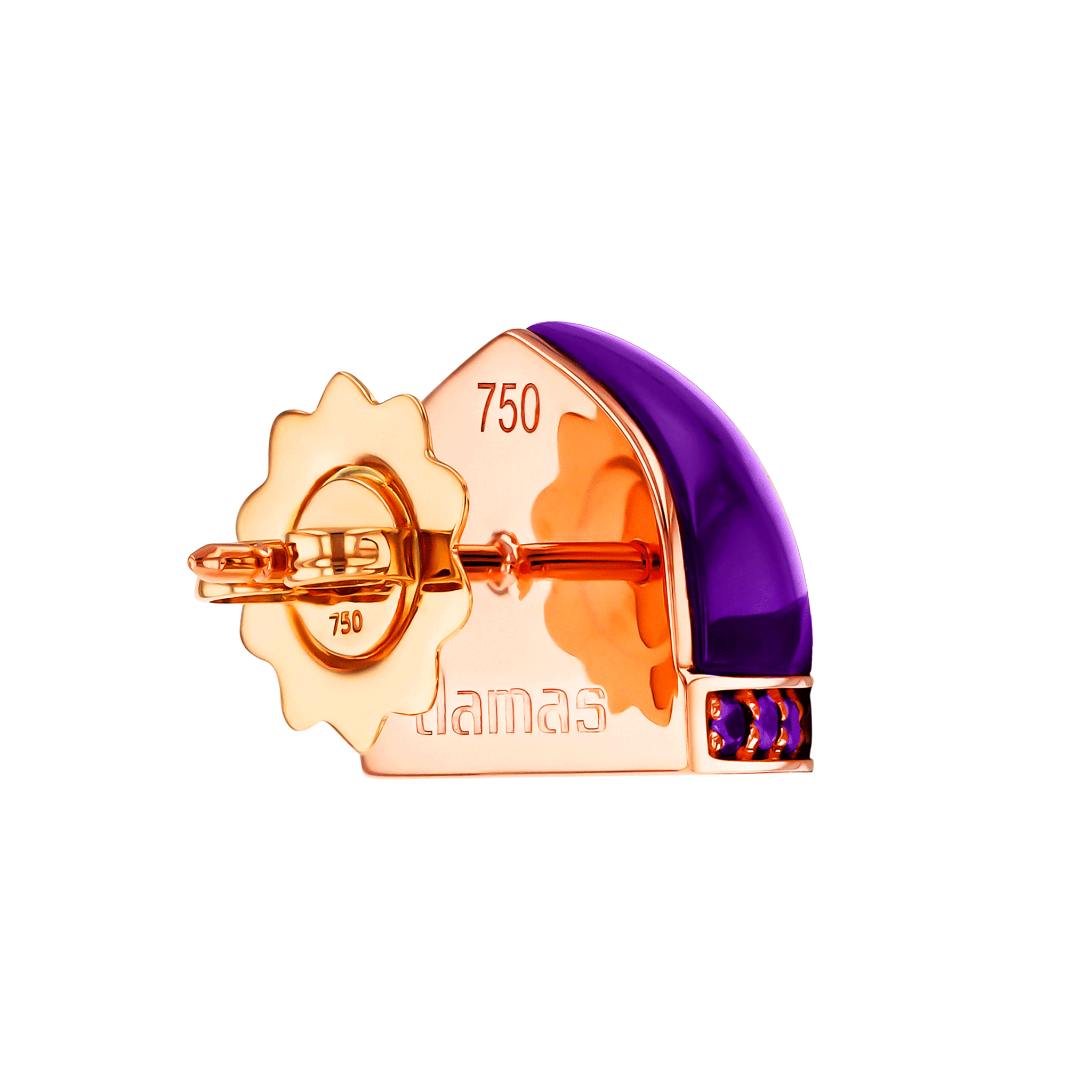 Dome Nobel Amethyst Stud Earrings  