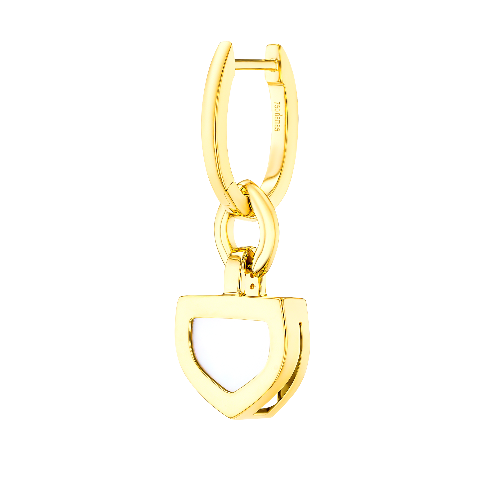 Dome Art Deco Yellow Gold Earrings with Mother of Pearl and Diamond