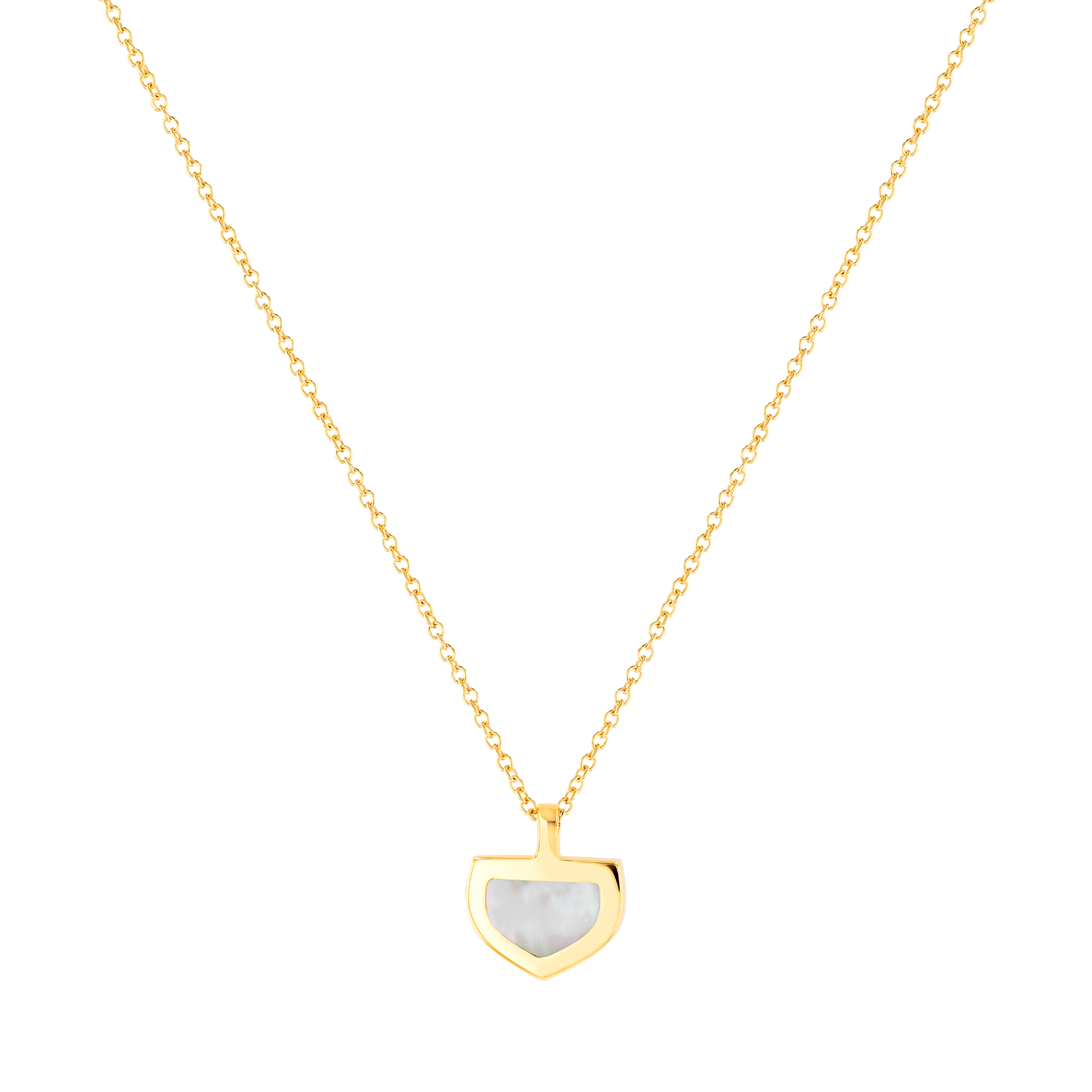 Dome Art Deco Yellow Gold Necklace with Mother of Pearl and Diamond
