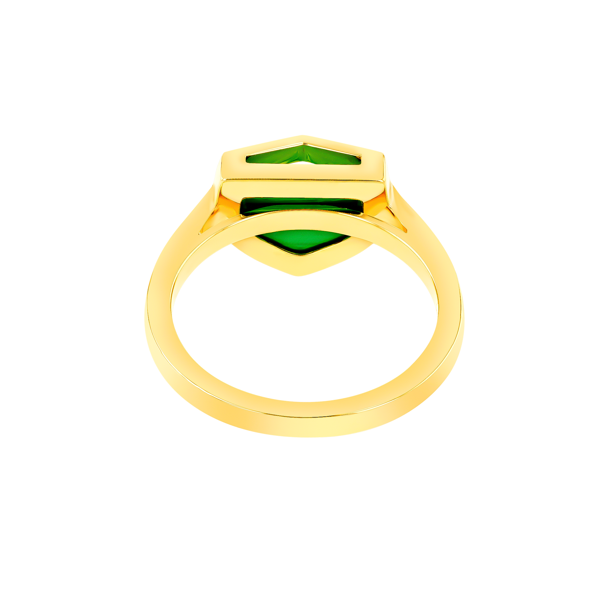 Dome Art Deco Yellow Gold Ring with Malachite and Diamond