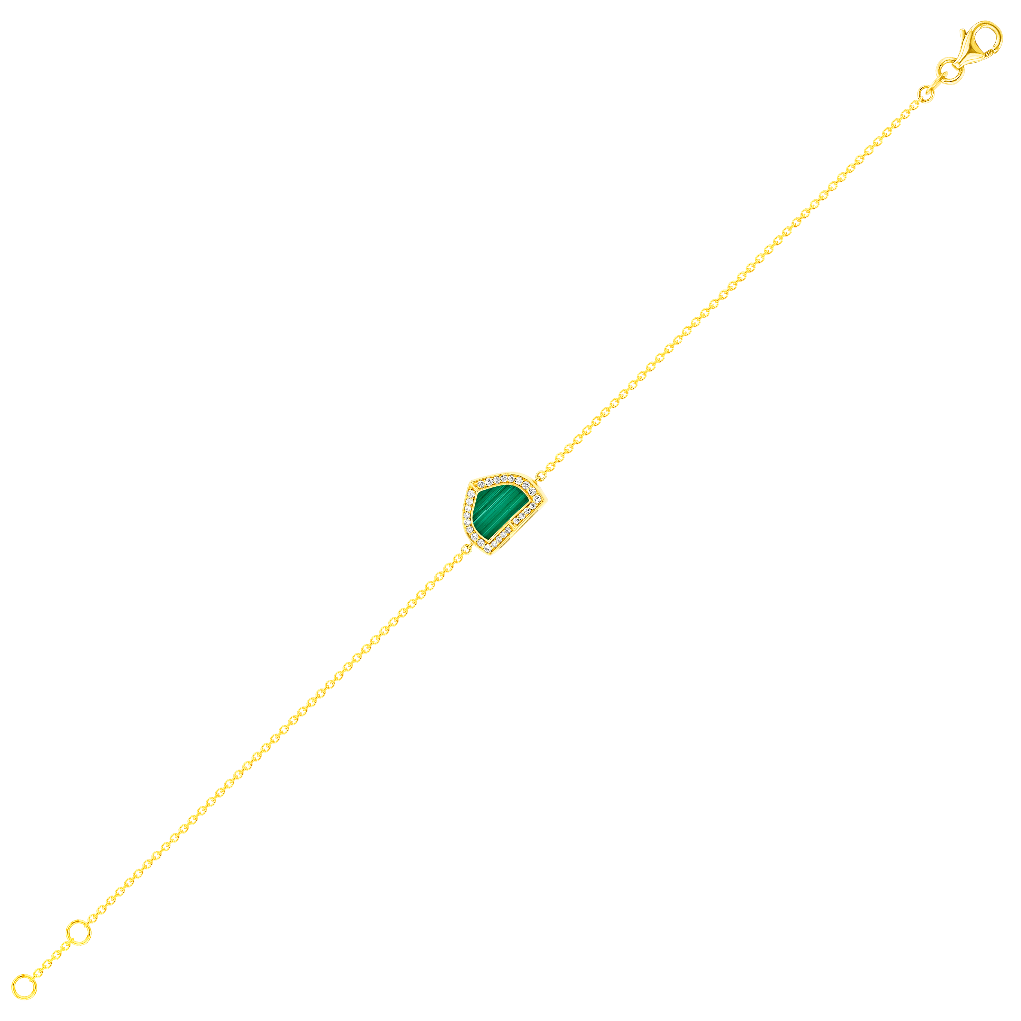 Dome Art Deco Yellow Gold Bracelet with Malachite and Diamond
