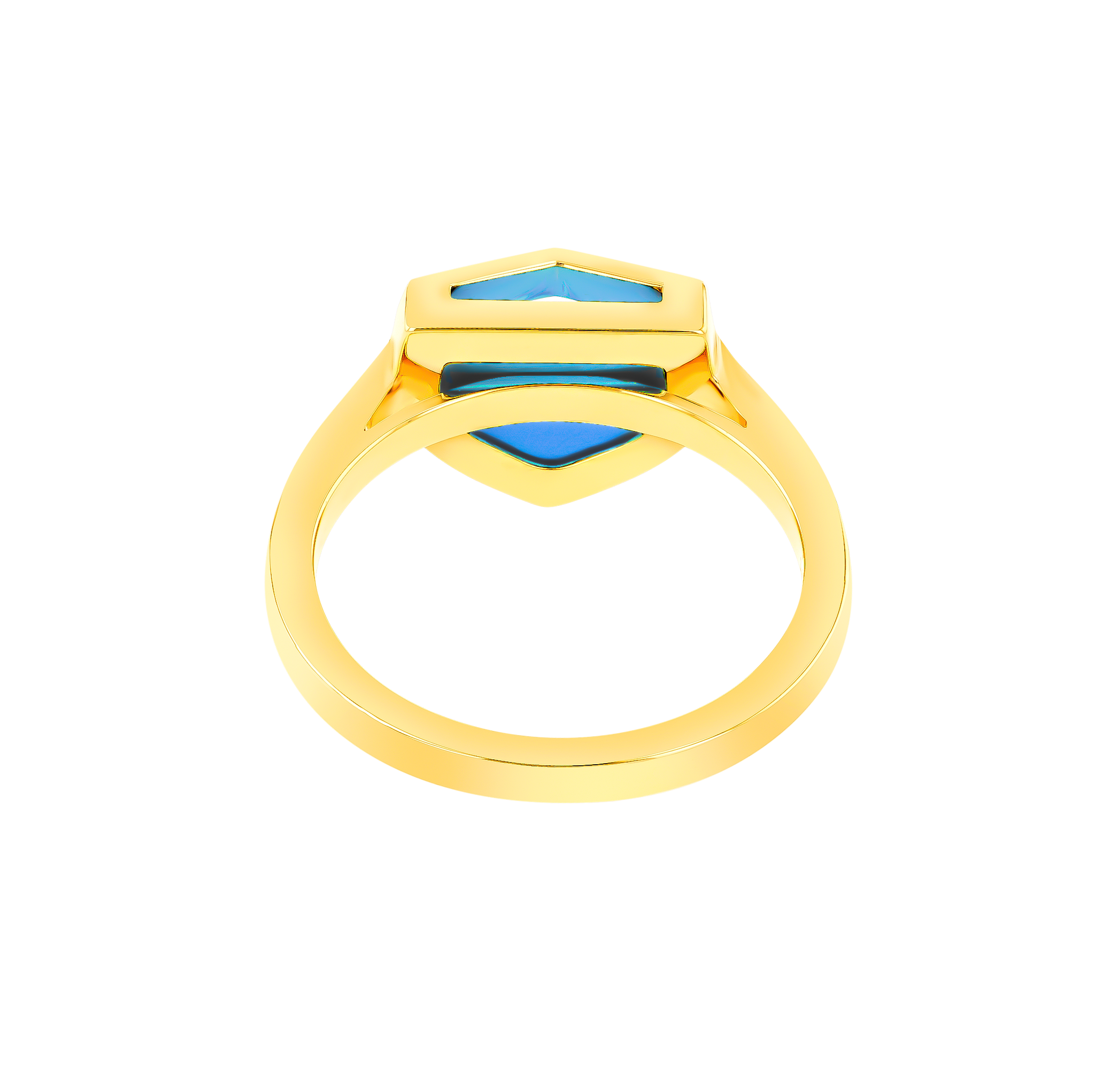 Dome Art Deco Yellow Gold Ring with Turquoise and Diamond
