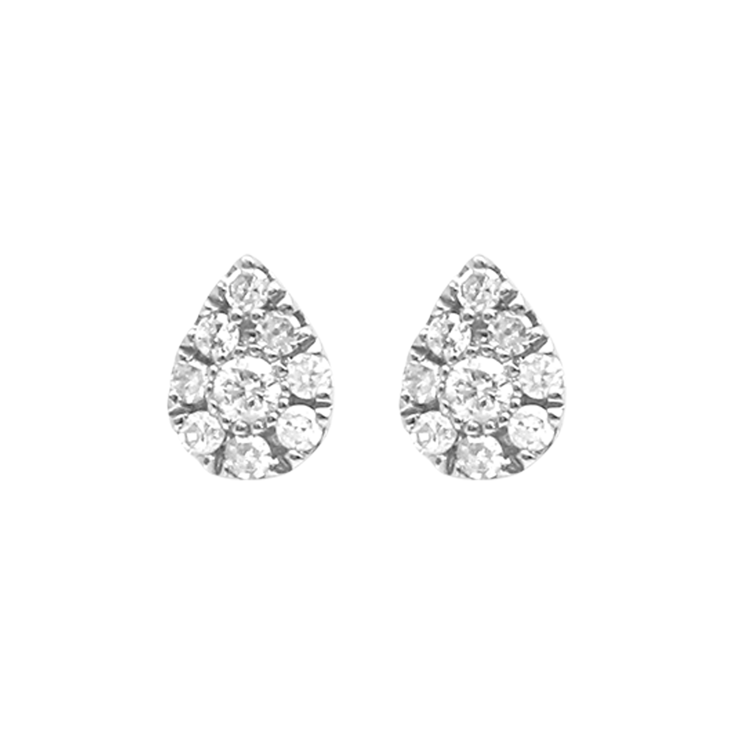 Djula Diamond Pear Stud Earrings in 18K White Gold