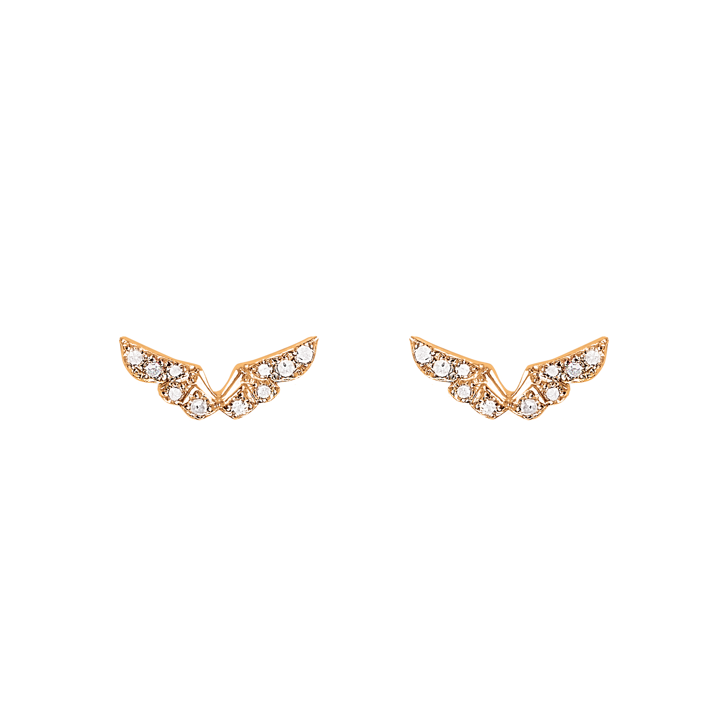 Djula  Diamond Angel Wings Stud Earrings in 18K Rose Gold 