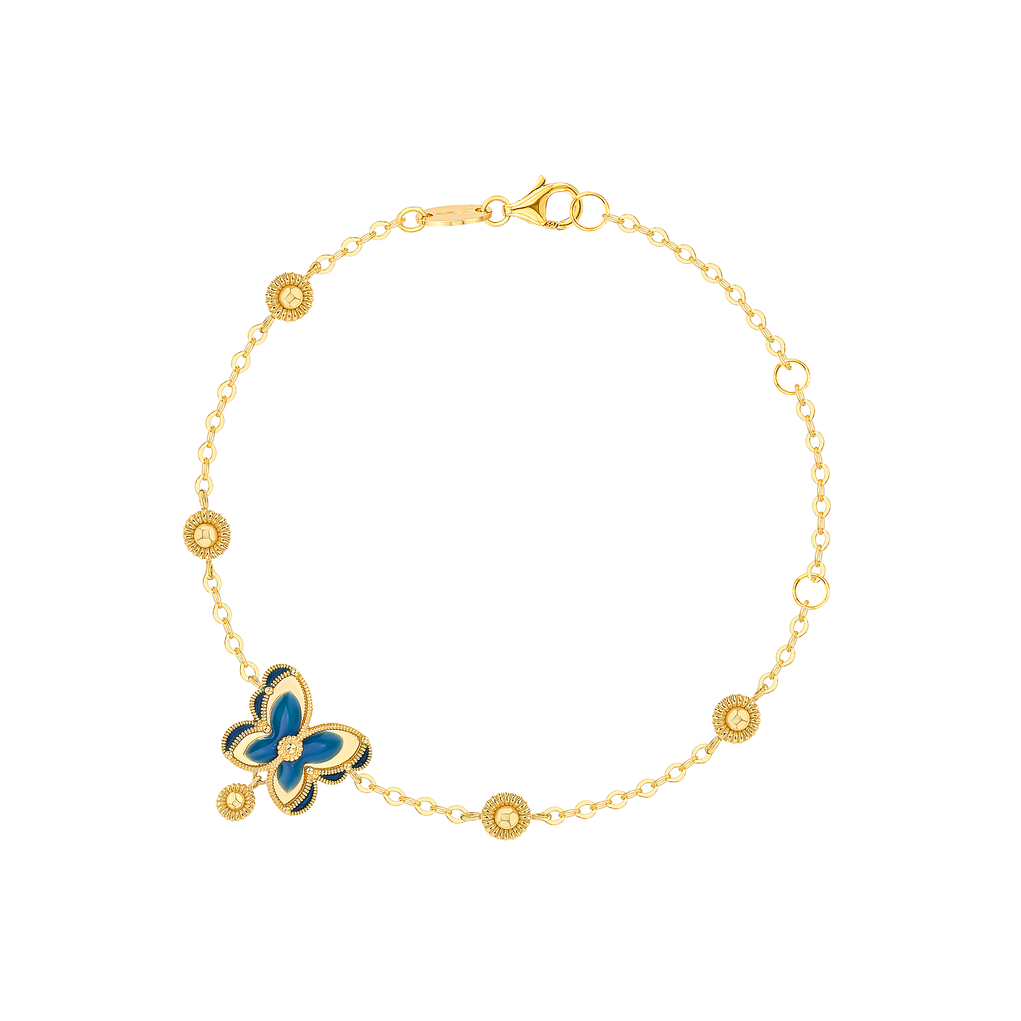 Farfasha Giardino Butterfly Anklet with Blue Enamel