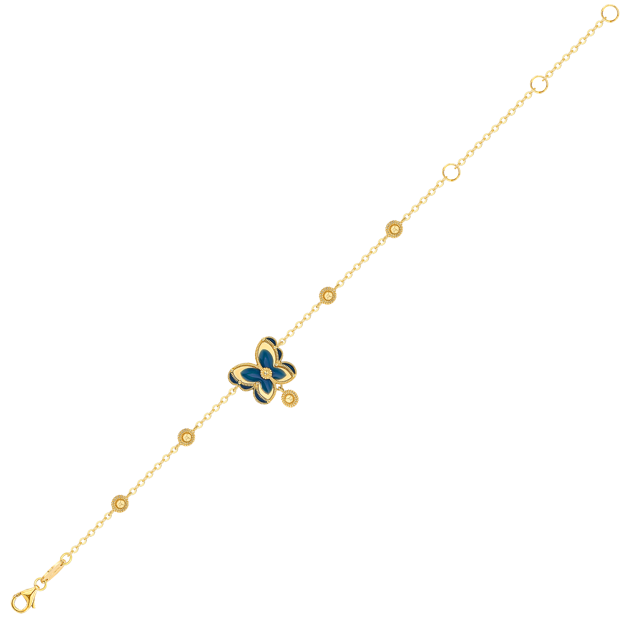 Farfasha Giardino Butterfly Anklet with Blue Enamel