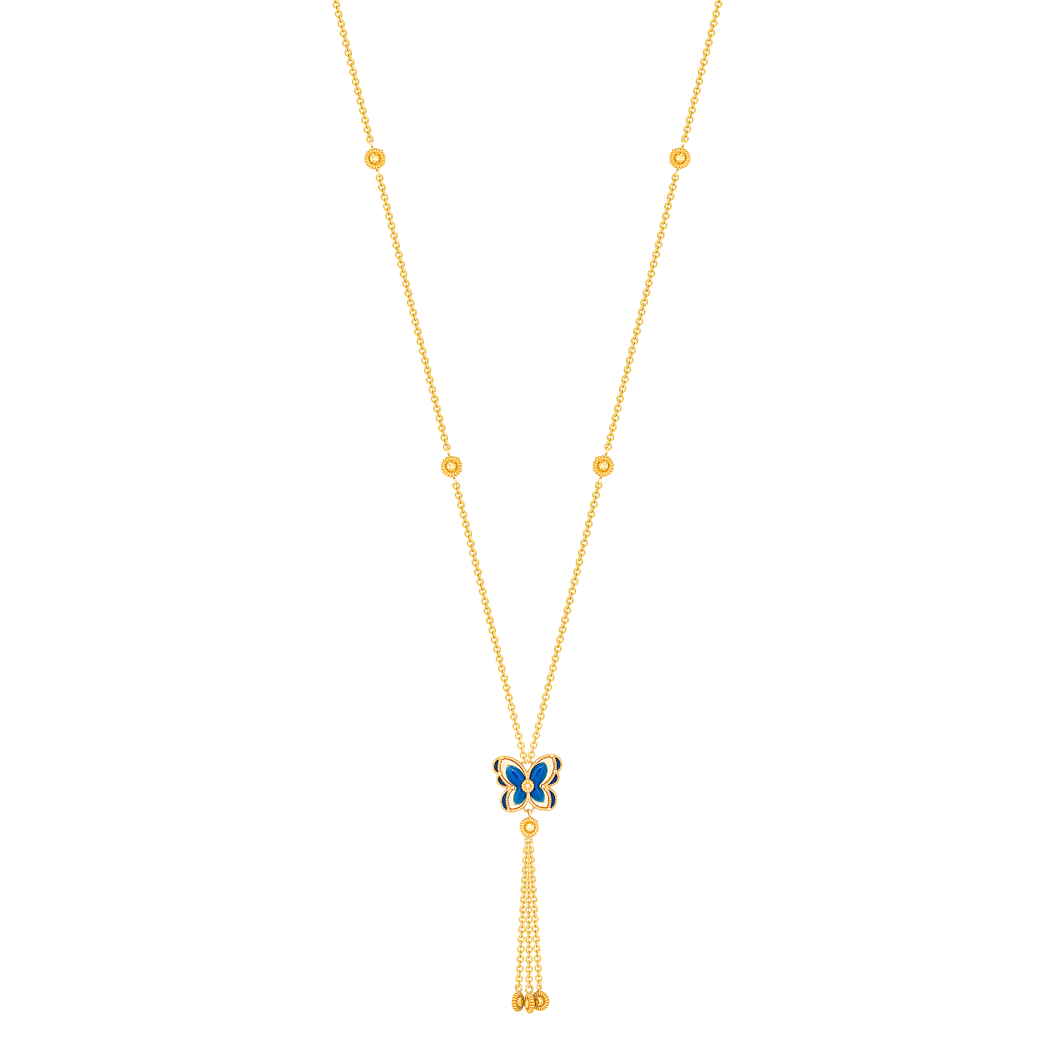 Farfasha Giardino Butterfly Necklace with Blue Enamel 