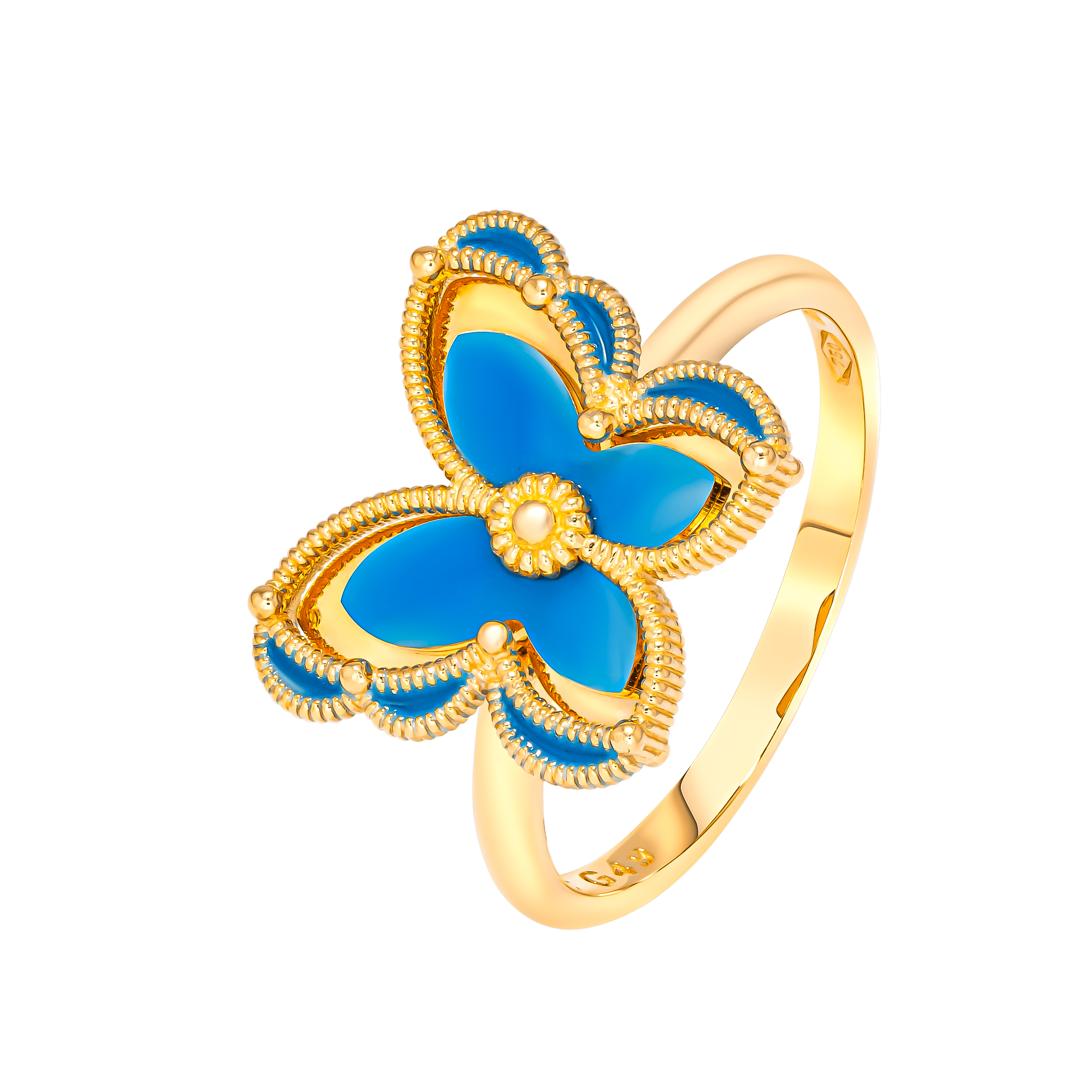Farfasha Giardino Butterfly Ring with Blue Enamel