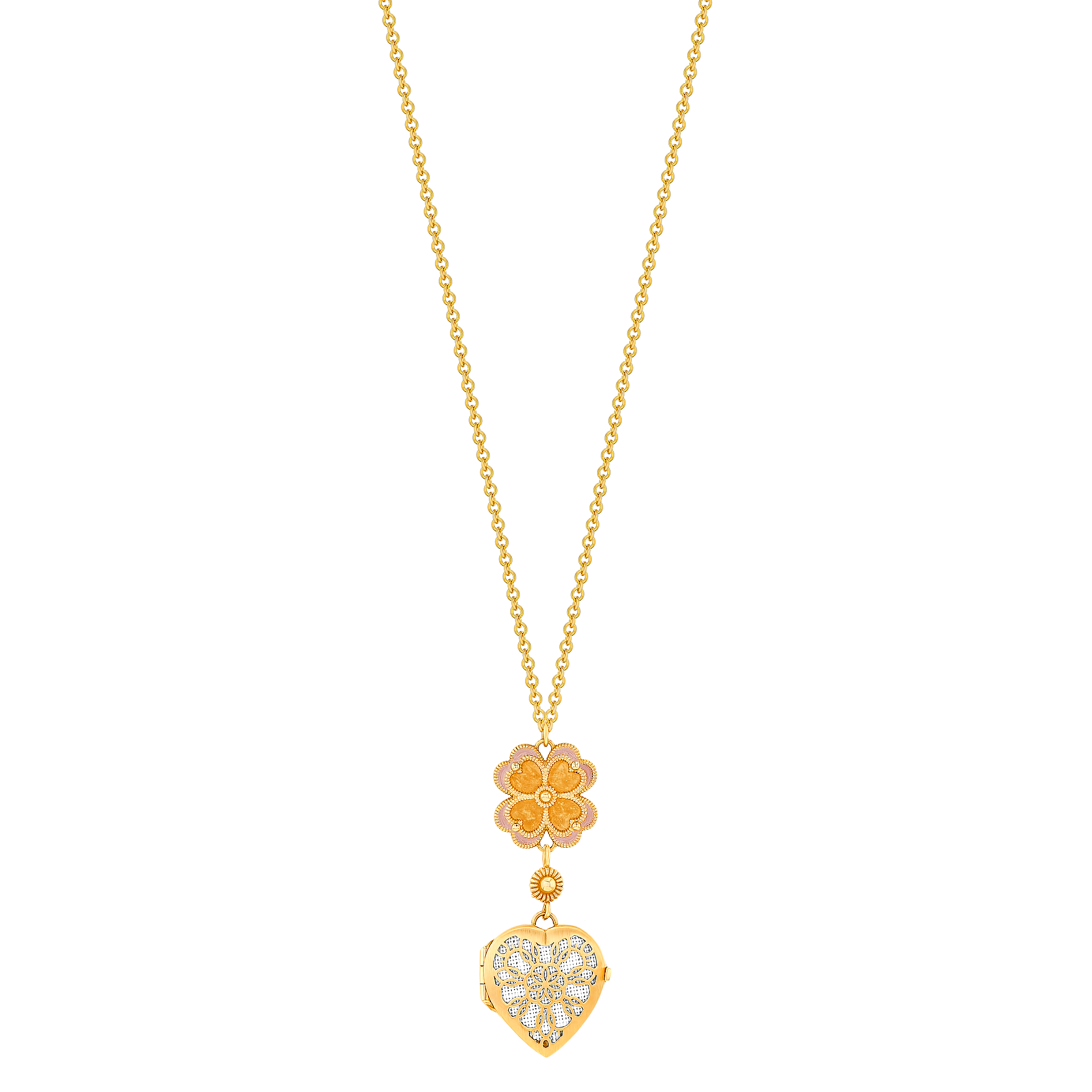 Farfasha Giardino Biege Enamel Double Motif Necklace 