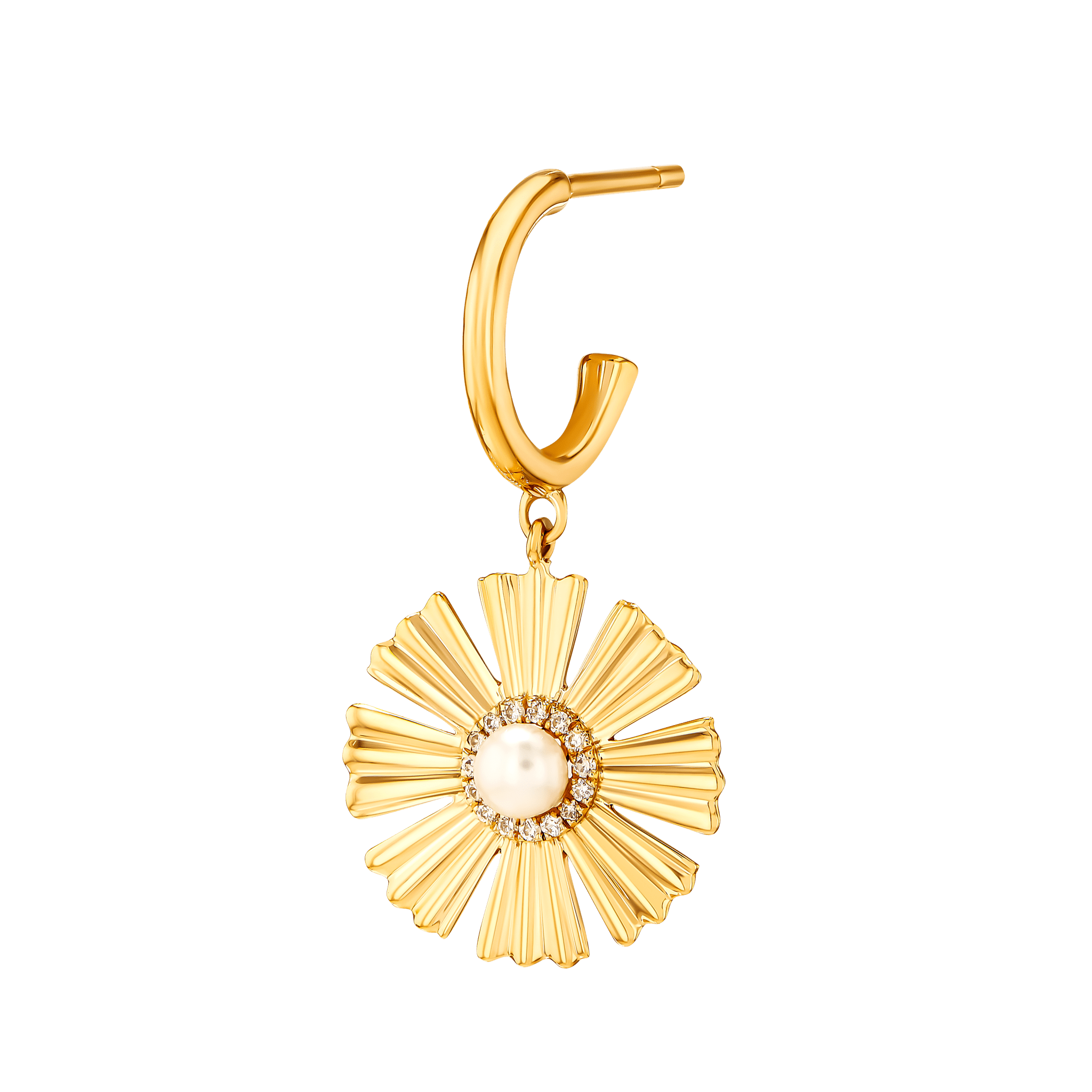 Farfasha Sunkiss Yellow Gold Earrings with Pearl and Diamond