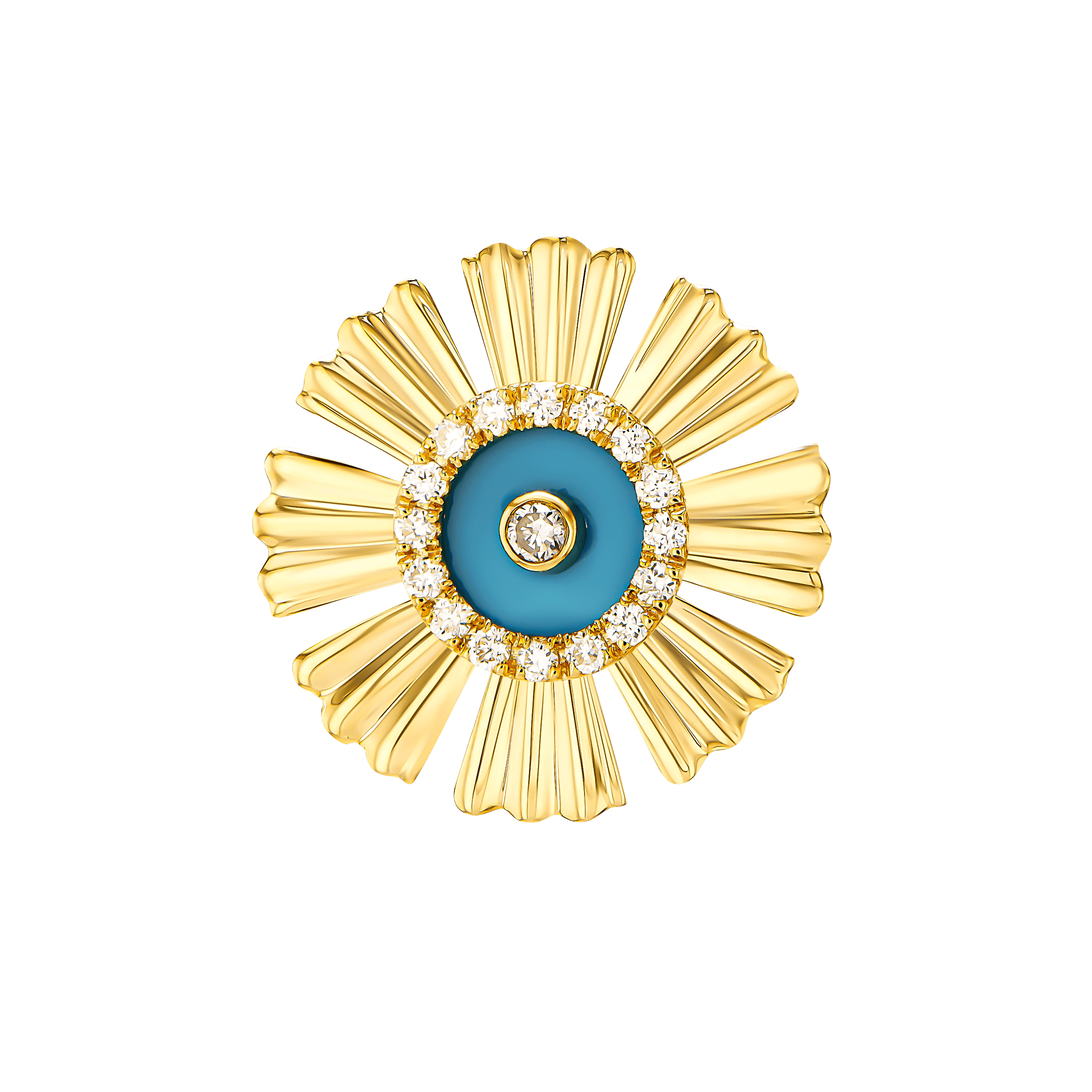 Farfasha Sunkiss Yellow Gold Earrings with Turquoise and Diamond