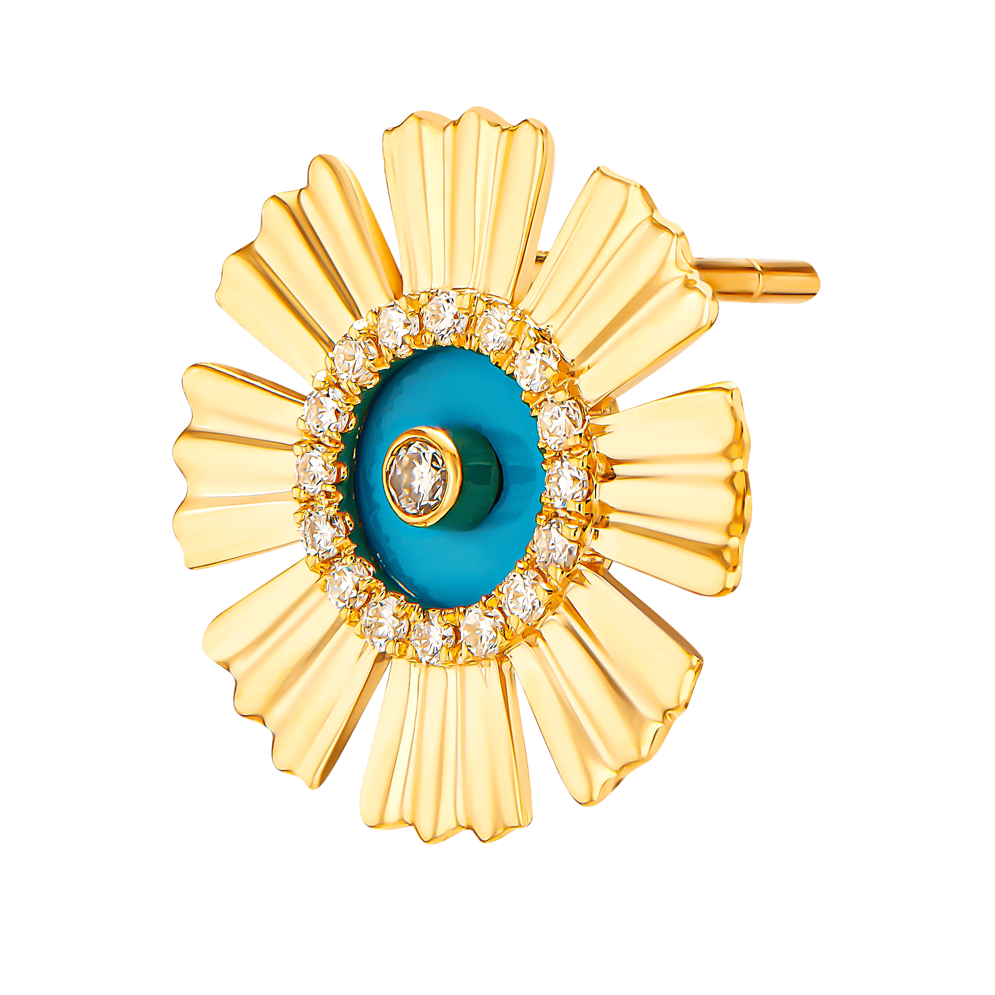Farfasha Sunkiss Yellow Gold Earrings with Turquoise and Diamond
