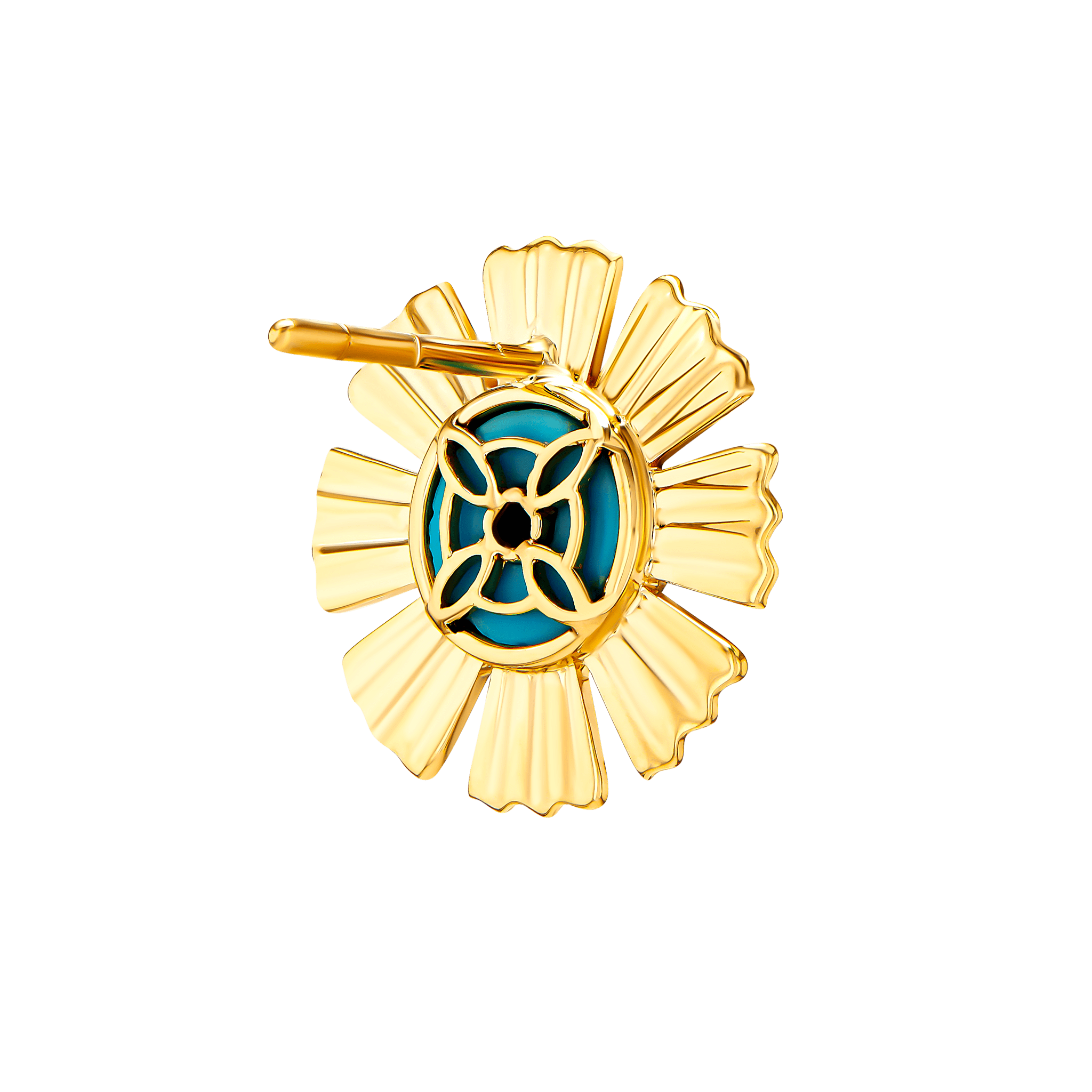 Farfasha Sunkiss Yellow Gold Earrings with Turquoise and Diamond