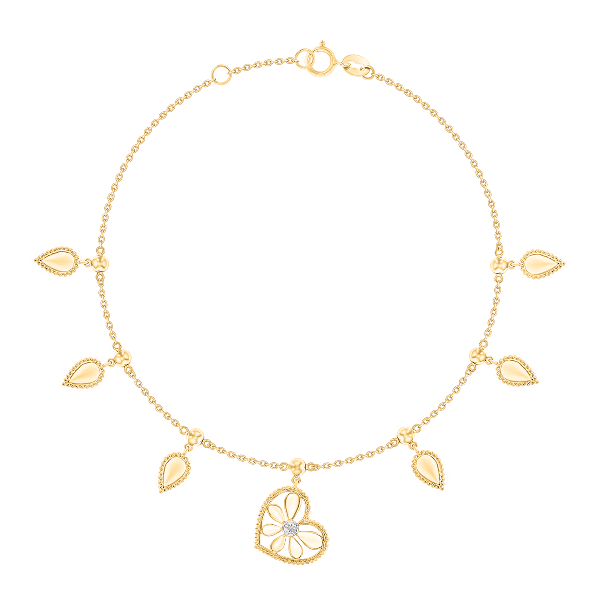 Farfasha Frou Frou Diamond Leaves and Heart Bracelet