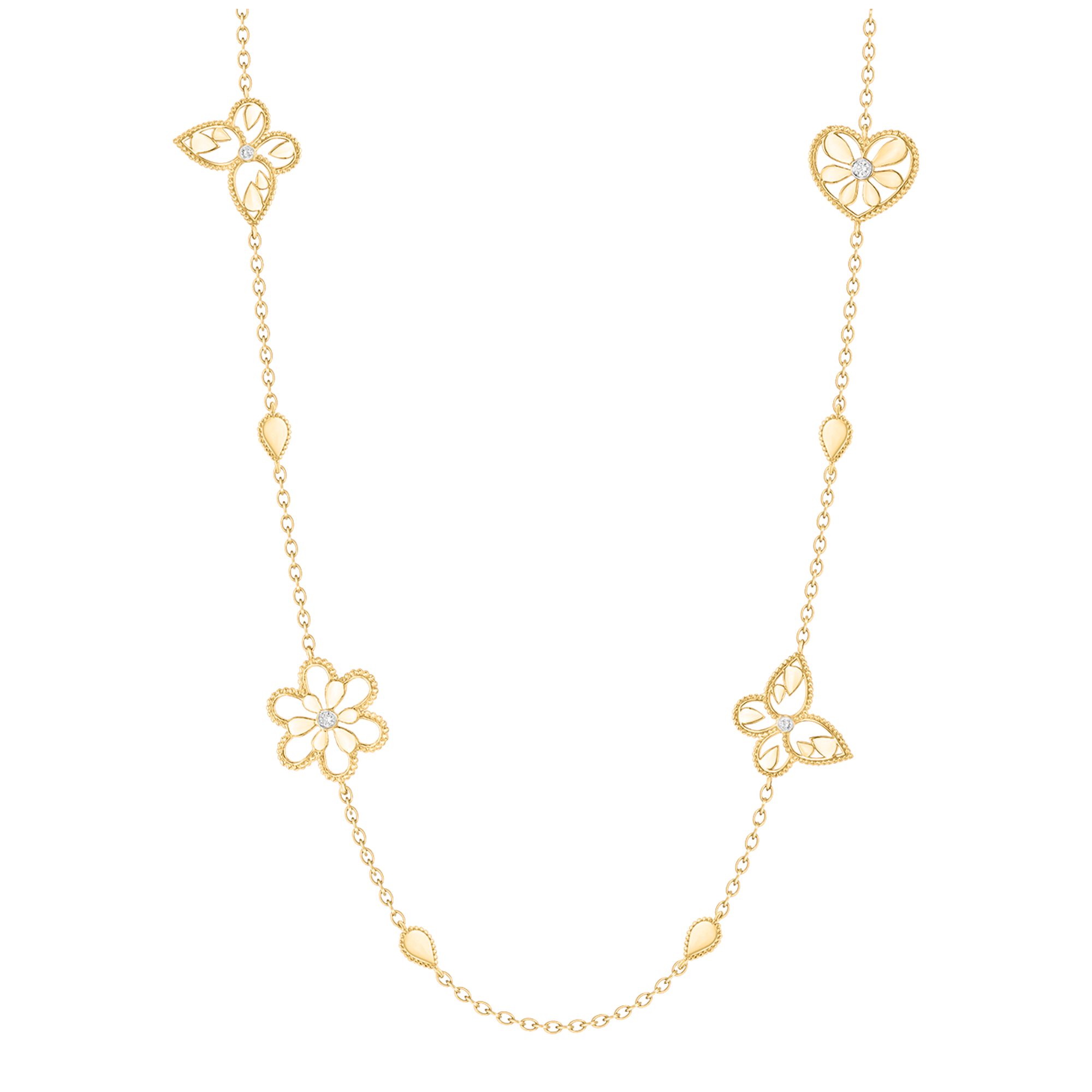 Farfasha Frou Frou Diamond Butterfly Flower and Heart Necklace