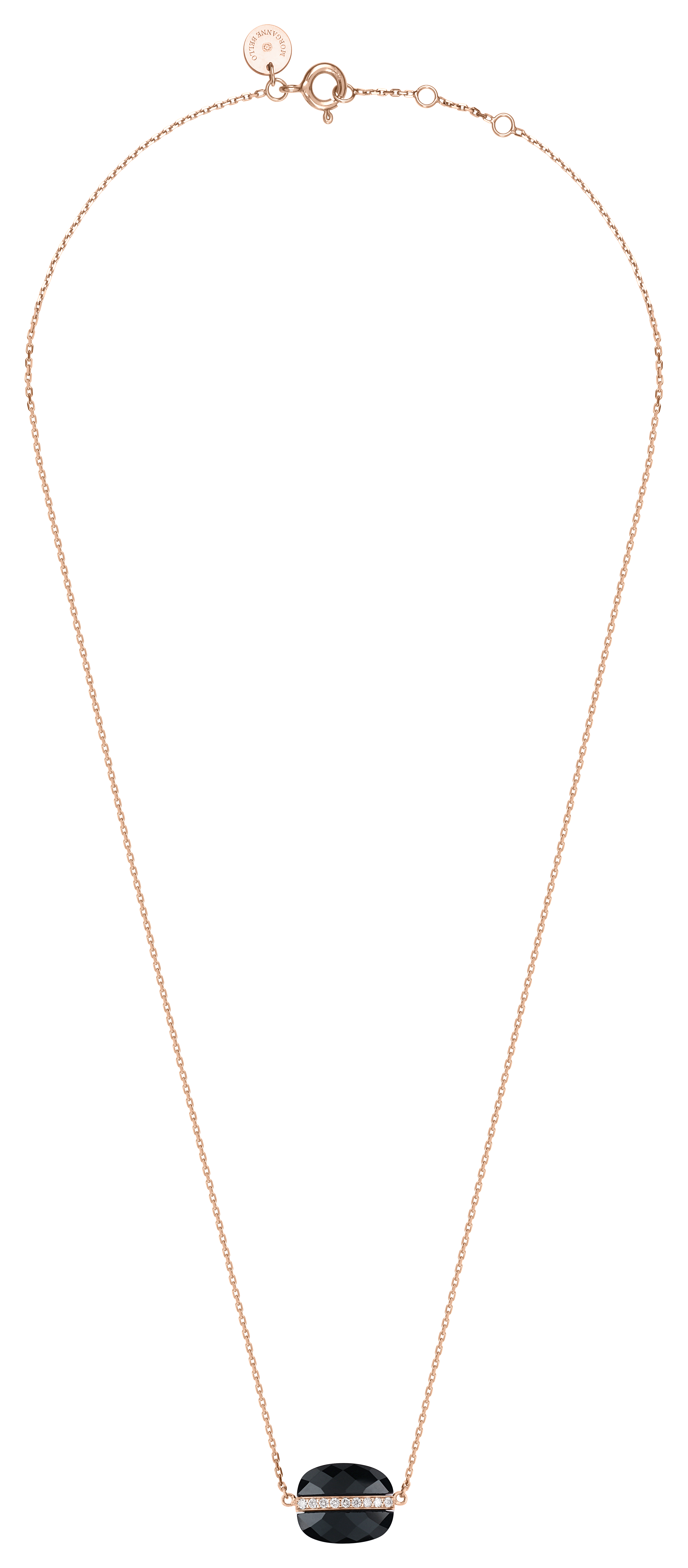 Morganne Bello Onyx And Diamonds Aurore Rose Gold Necklace