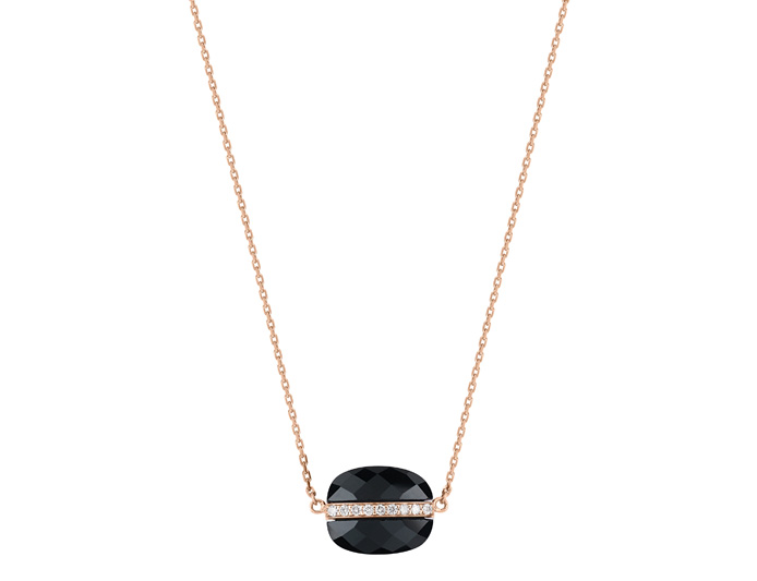 Morganne Bello Onyx And Diamonds Aurore Rose Gold Necklace