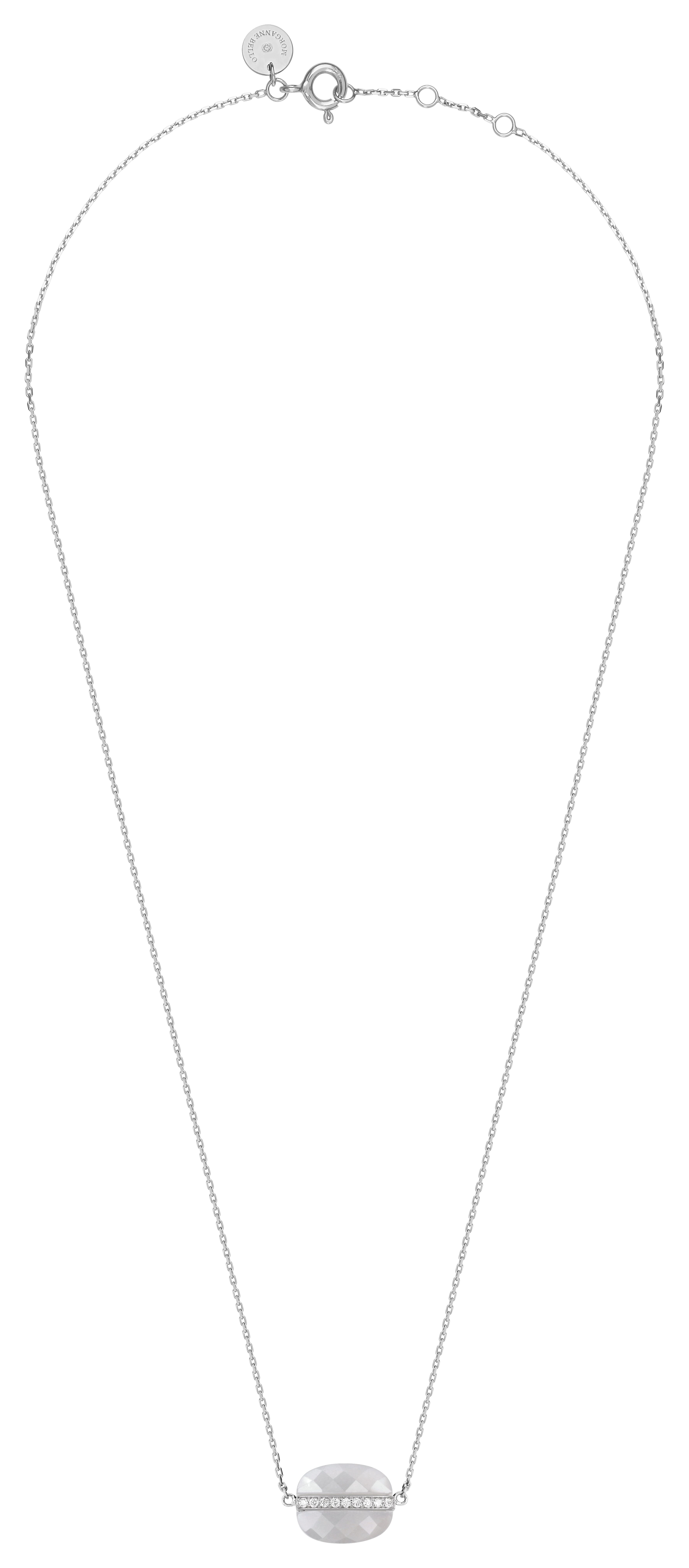Morganne Bello Grey Moonstone + Diamonds White Gold Aurore Necklace