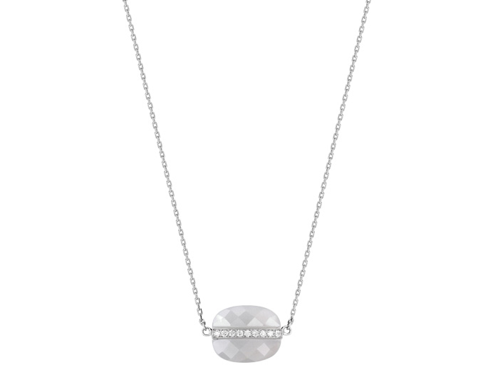 Morganne Bello Grey Moonstone + Diamonds White Gold Aurore Necklace