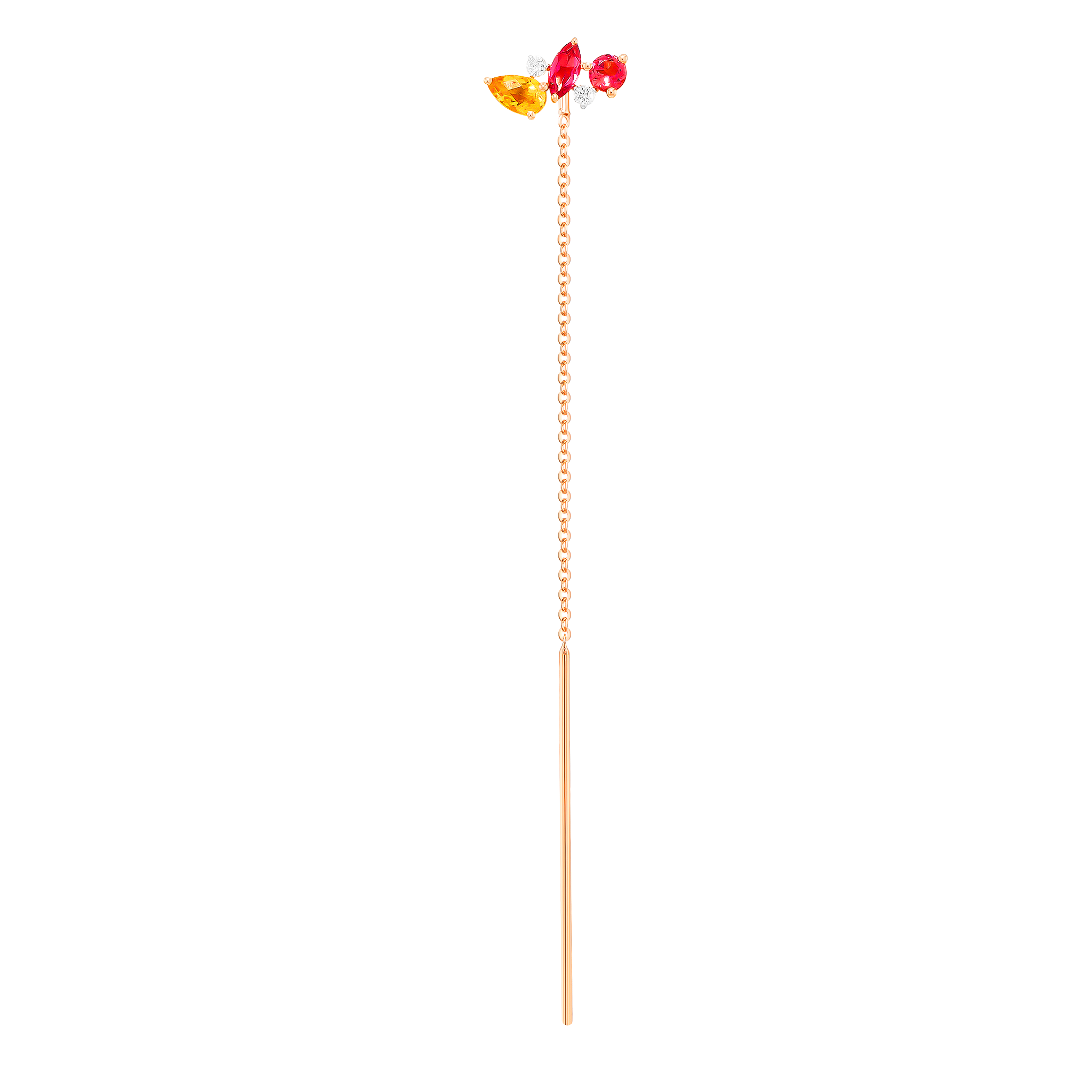 Fireworks Sparks Drop Chain Earrings in 18K Rose Gold 