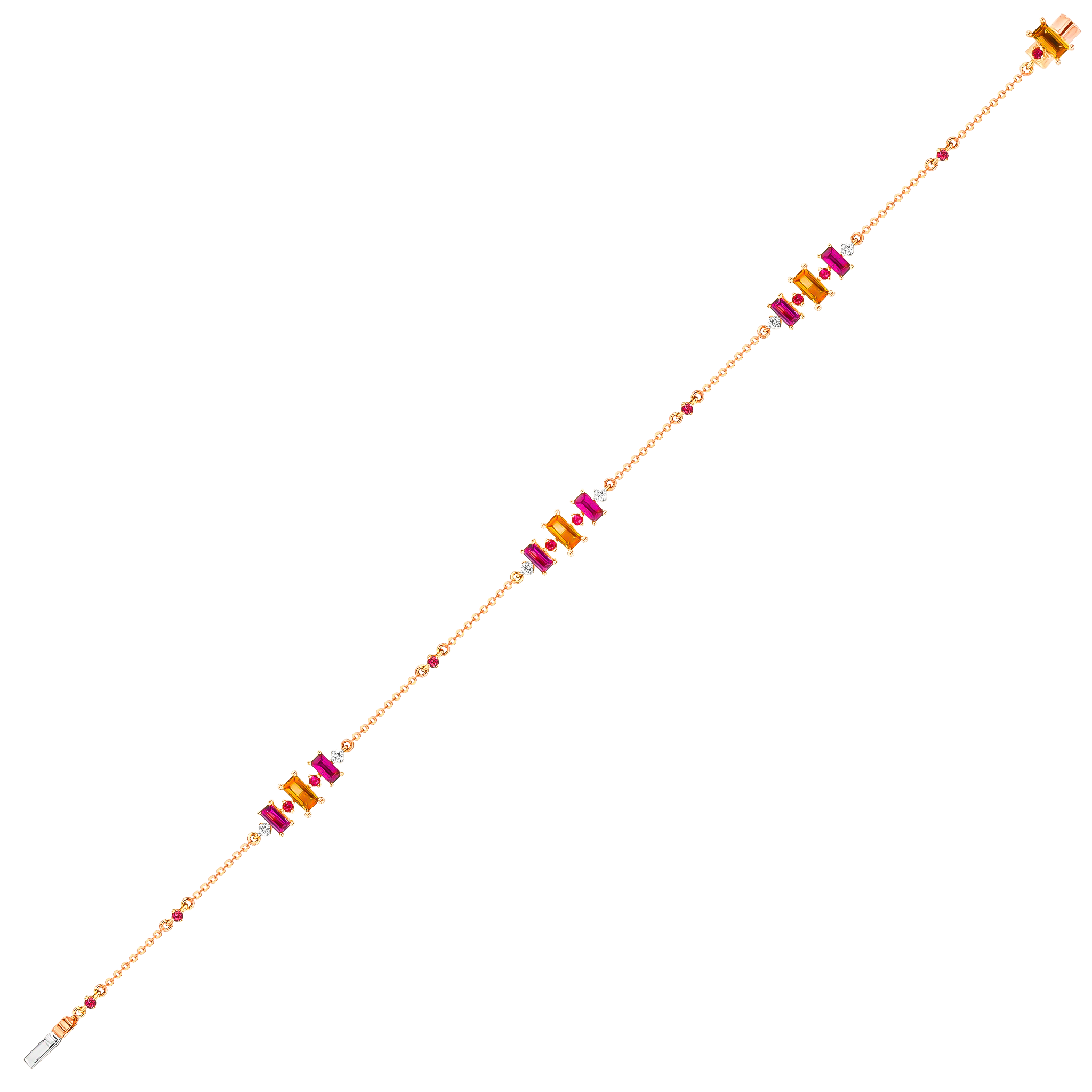 Fireworks Sparks Coloured Gemstones & Diamond Bracelet 18K Rose Gold 