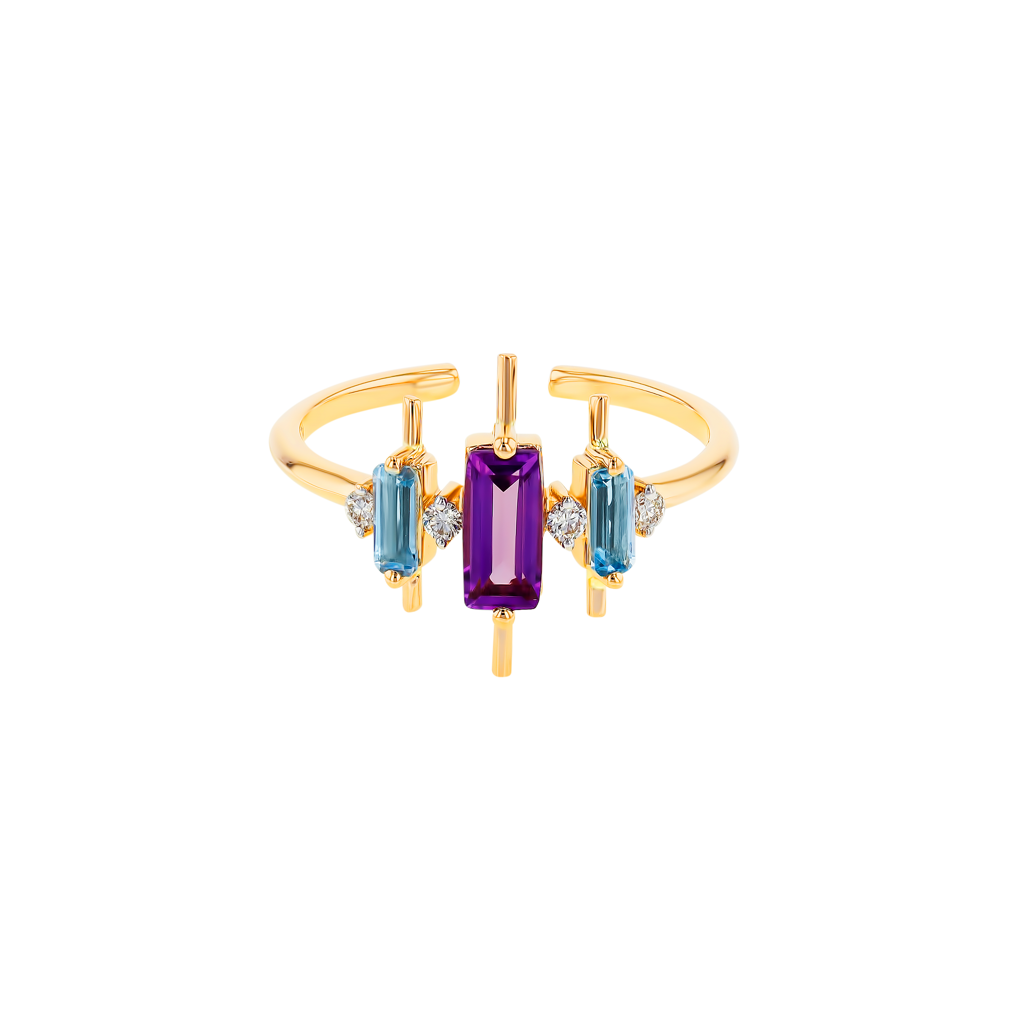 Fireworks Flare Semi Precious Midi Ring in 18K Rose Gold