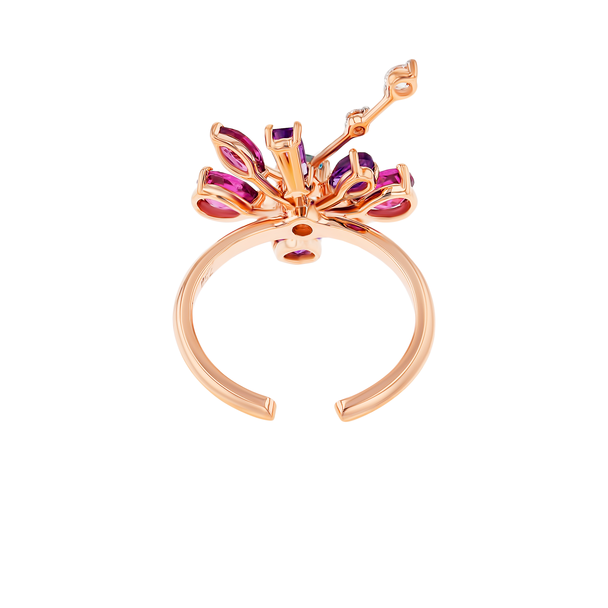 Fireworks Flare Semi Precious  Nail Ring in 18K Rose Gold