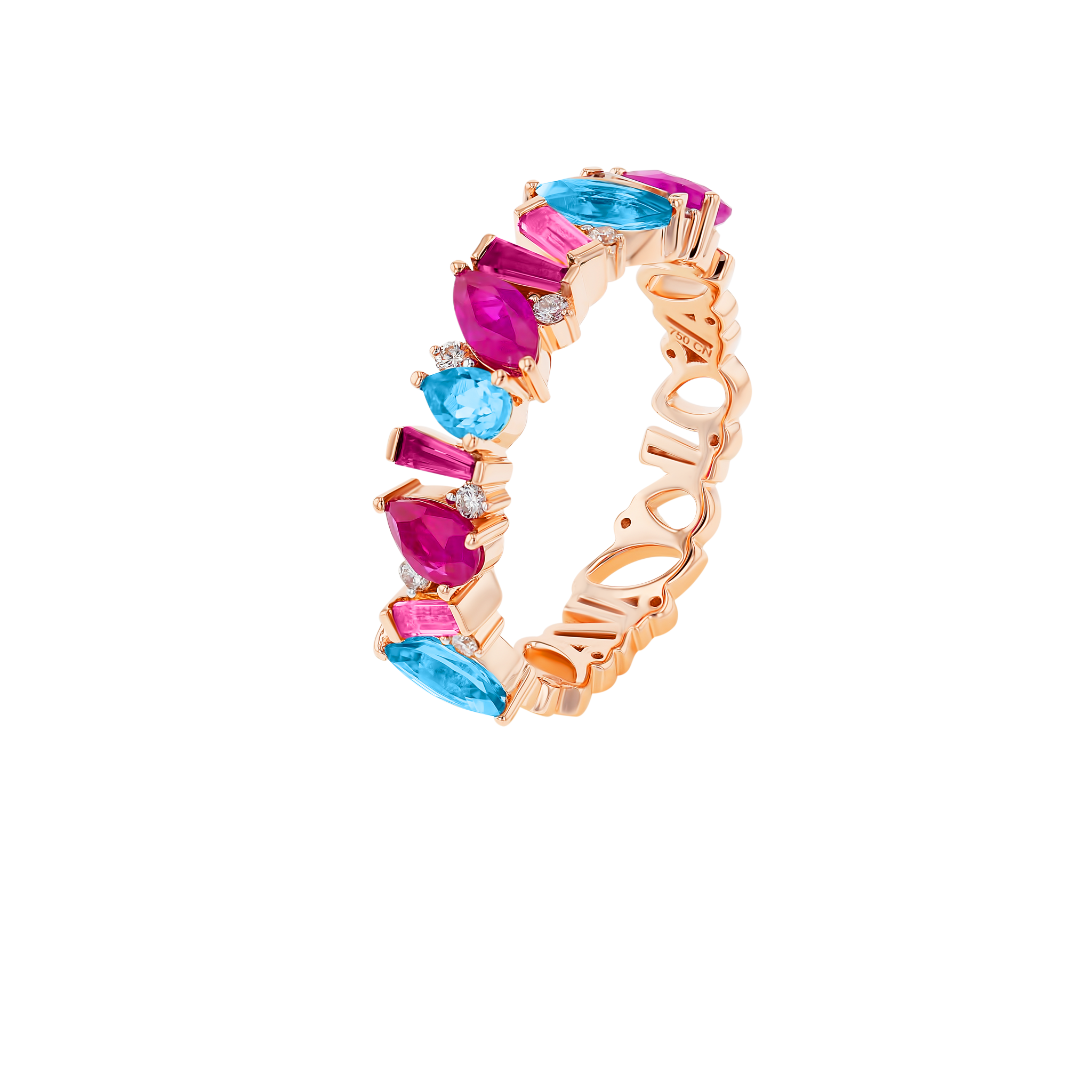 Fireworks Aerial Semi Precious Thumb Ring in 18K Rose Gold
