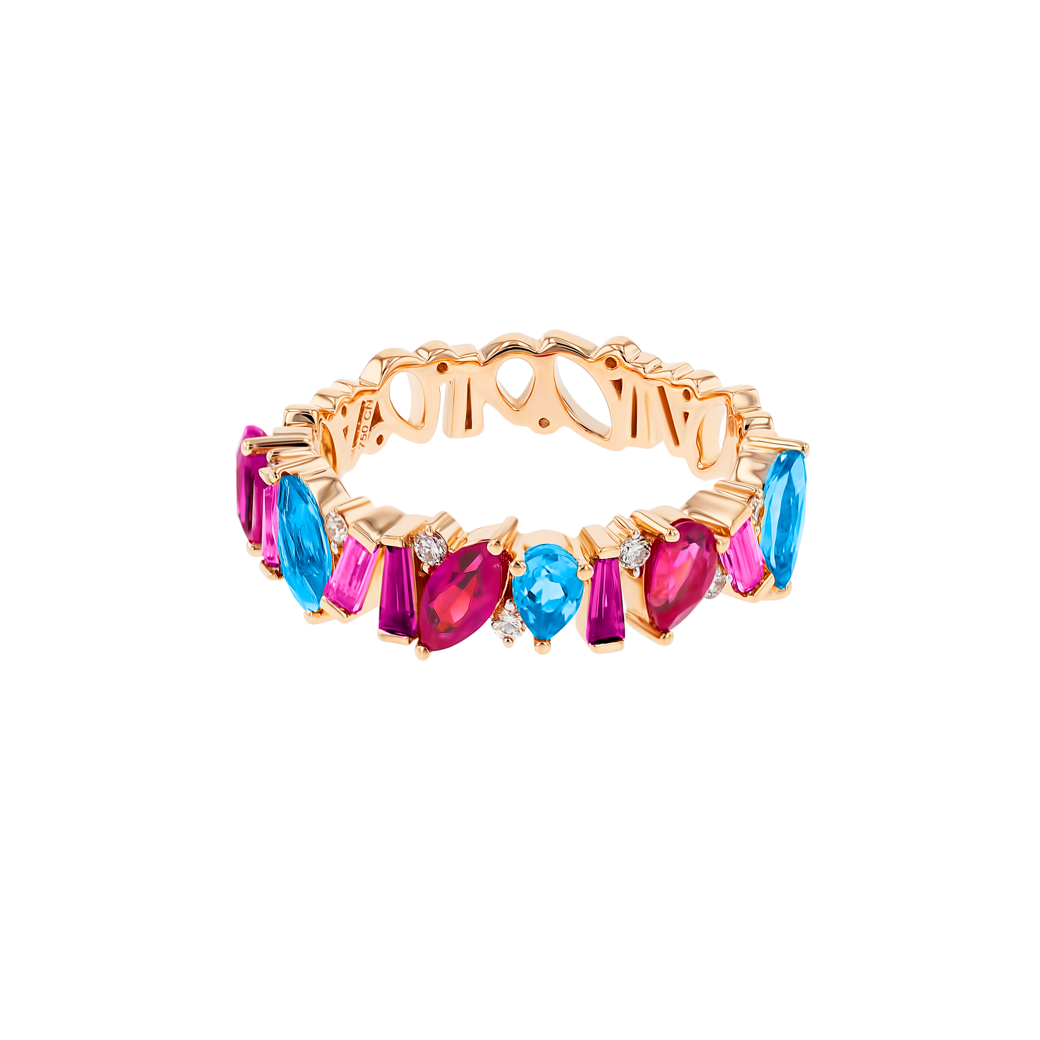 Fireworks Aerial Semi Precious Thumb Ring in 18K Rose Gold