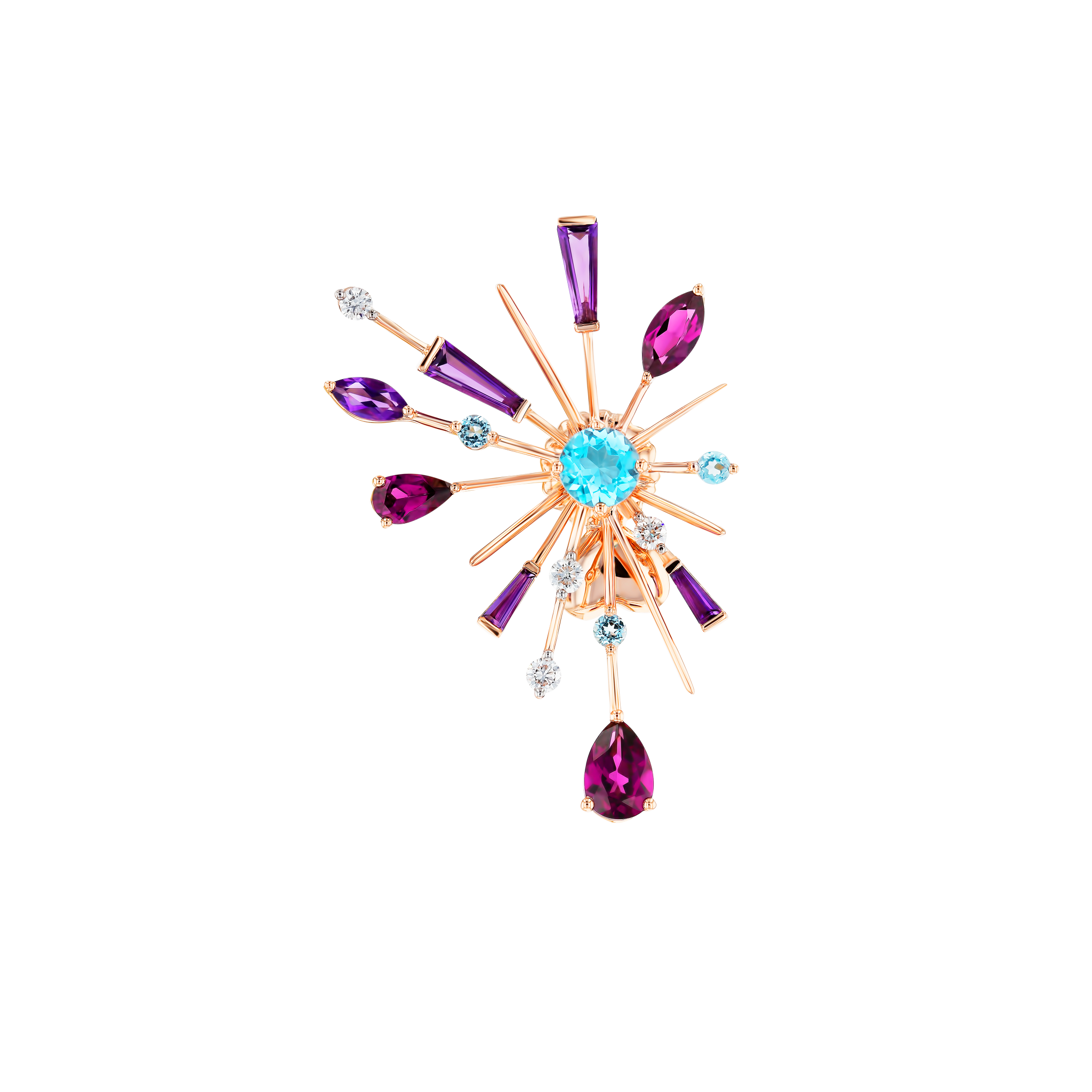 Fireworks Flare Semi Precious Stud Earrings in 18K Rose Gold