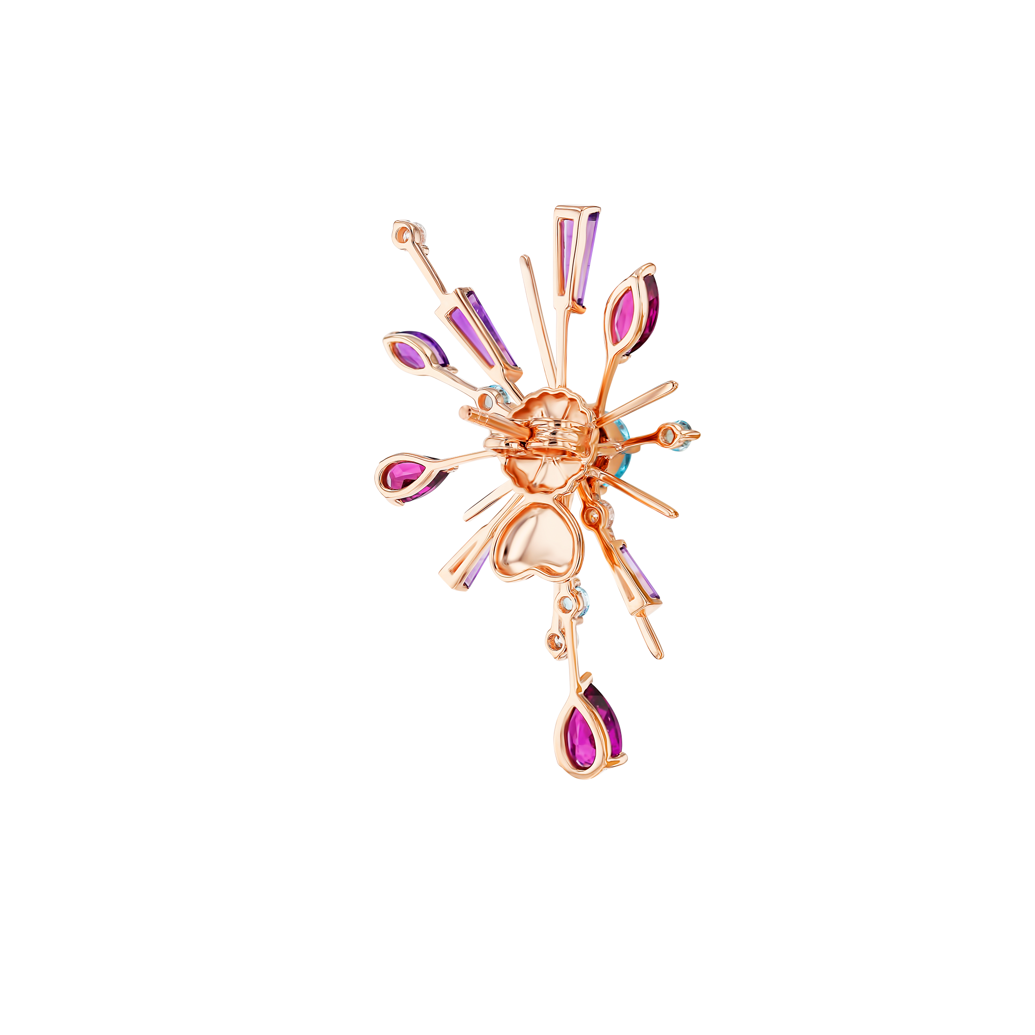 Fireworks Flare Semi Precious Stud Earrings in 18K Rose Gold