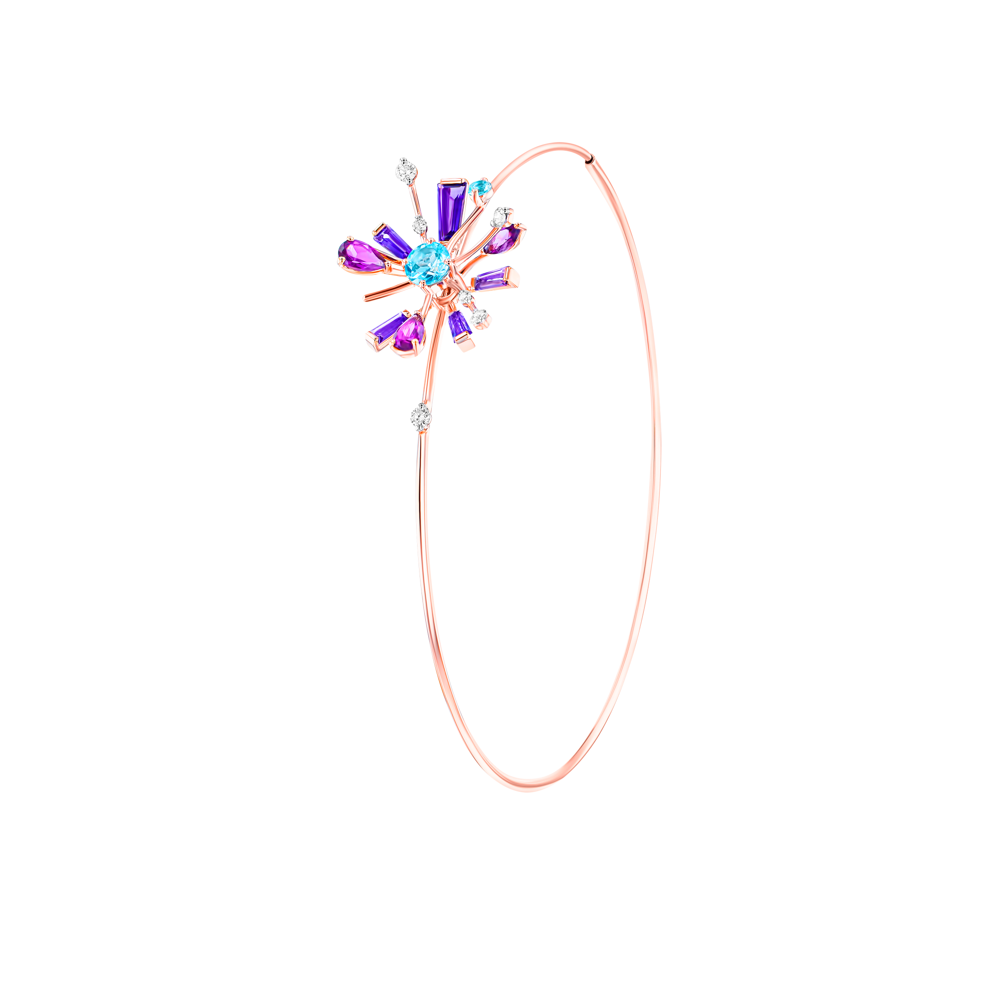 Fireworks Flare Semi Precious Hoop Earrings in 18K Rose Gold