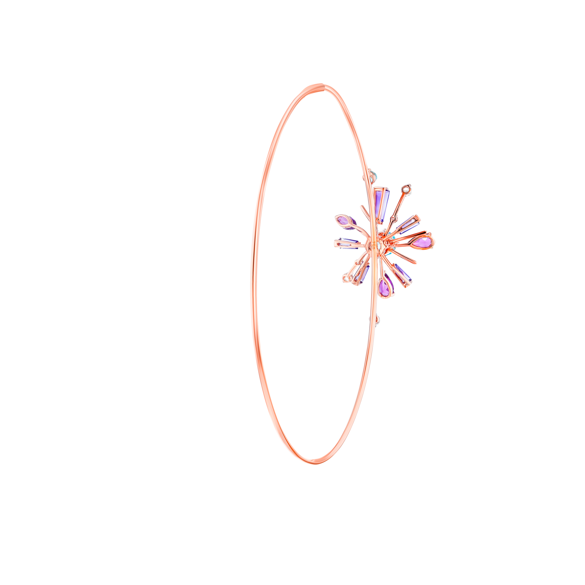 Fireworks Flare Semi Precious Hoop Earrings in 18K Rose Gold
