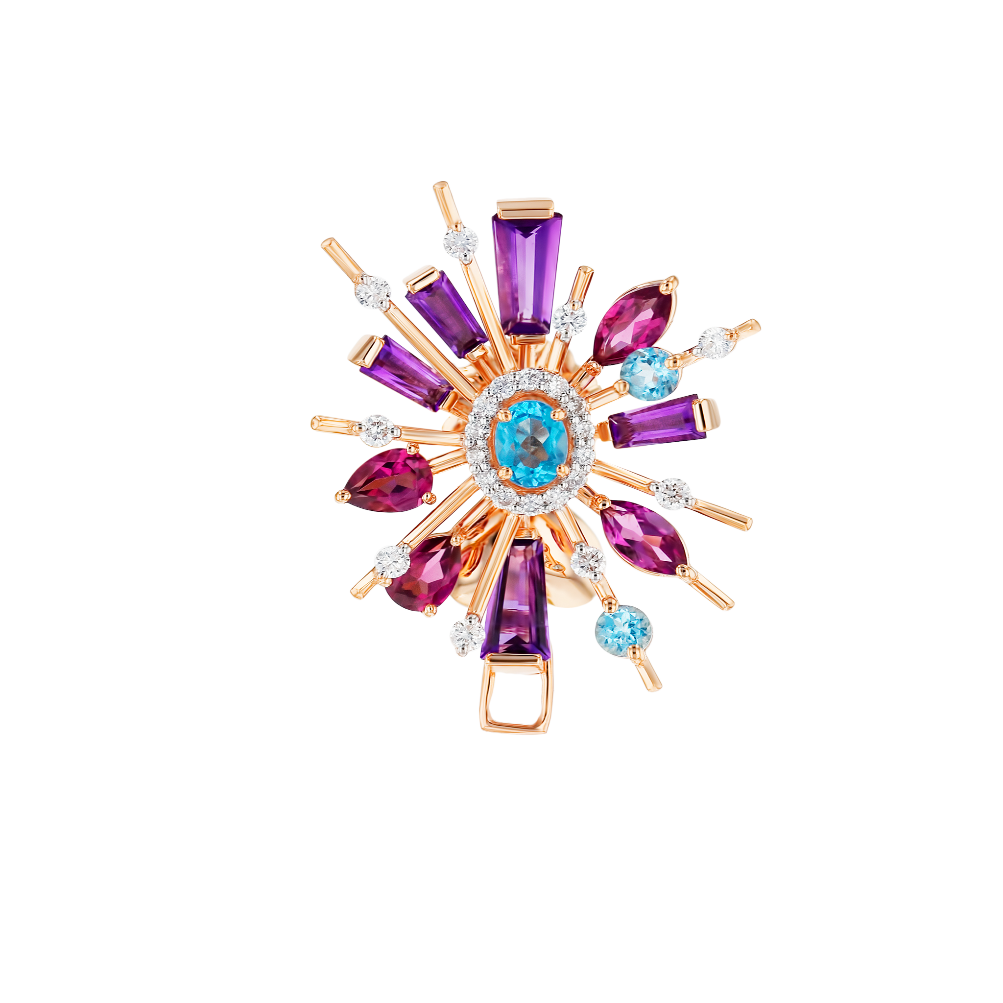 Fireworks Flitter Semi Precious Stud Earrings in 18K Rose Gold