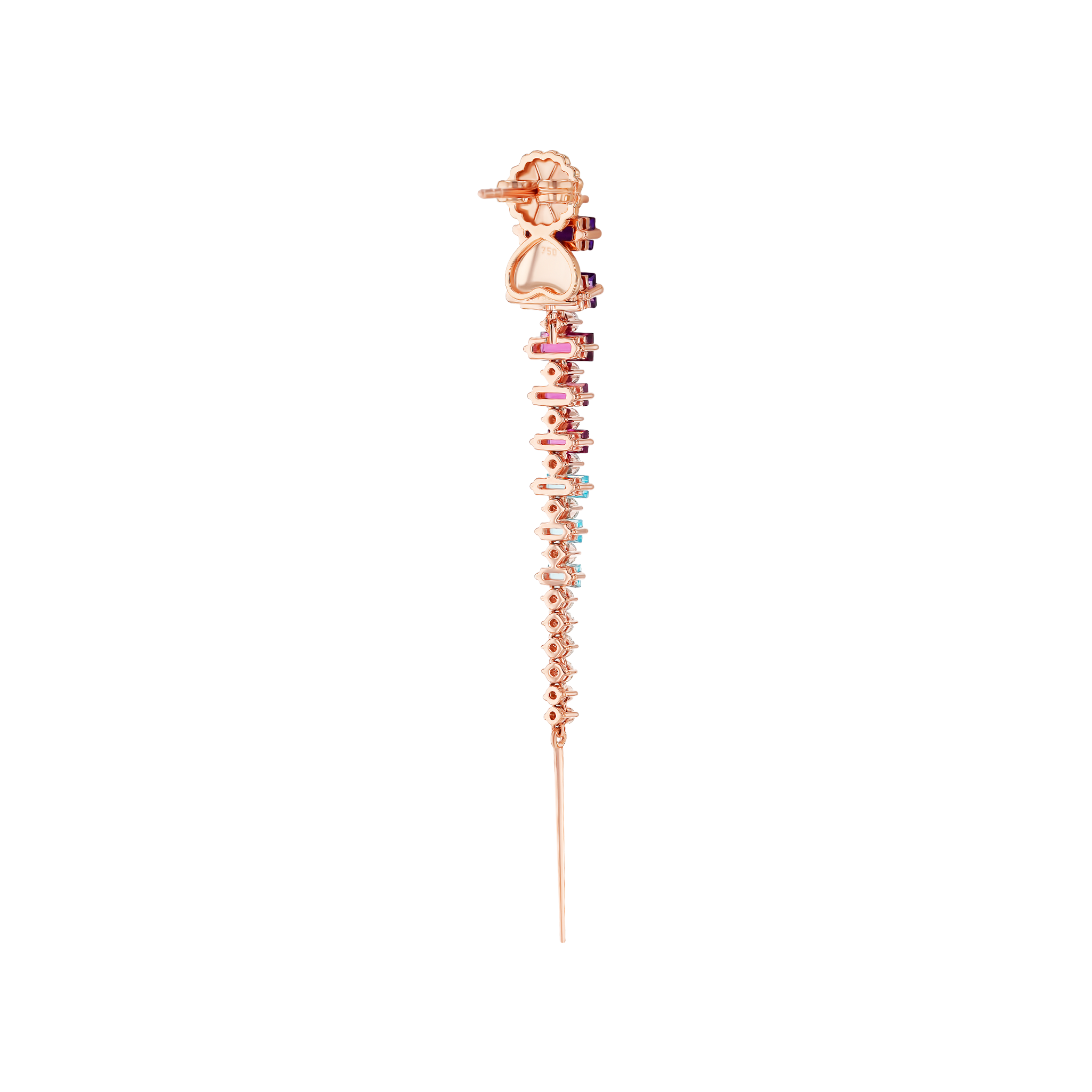 Fireworks Firefly Semi Precious Dangling Earrings in 18K Rose Gold