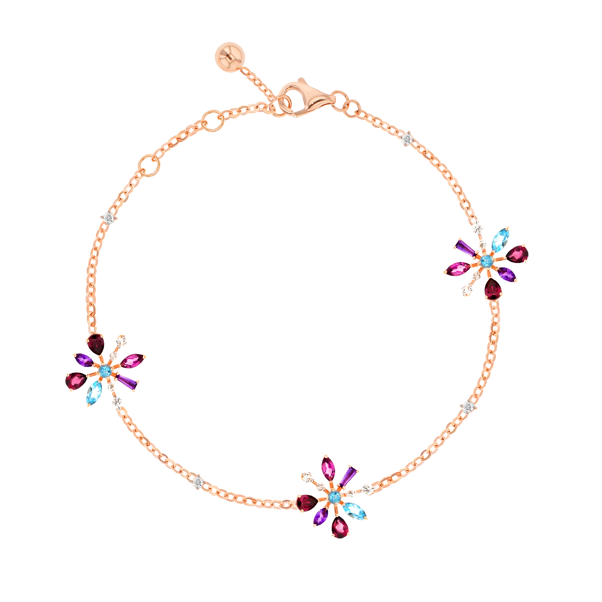 Fireworks Flare Semi Precious  Anklet in 18K Rose Gold