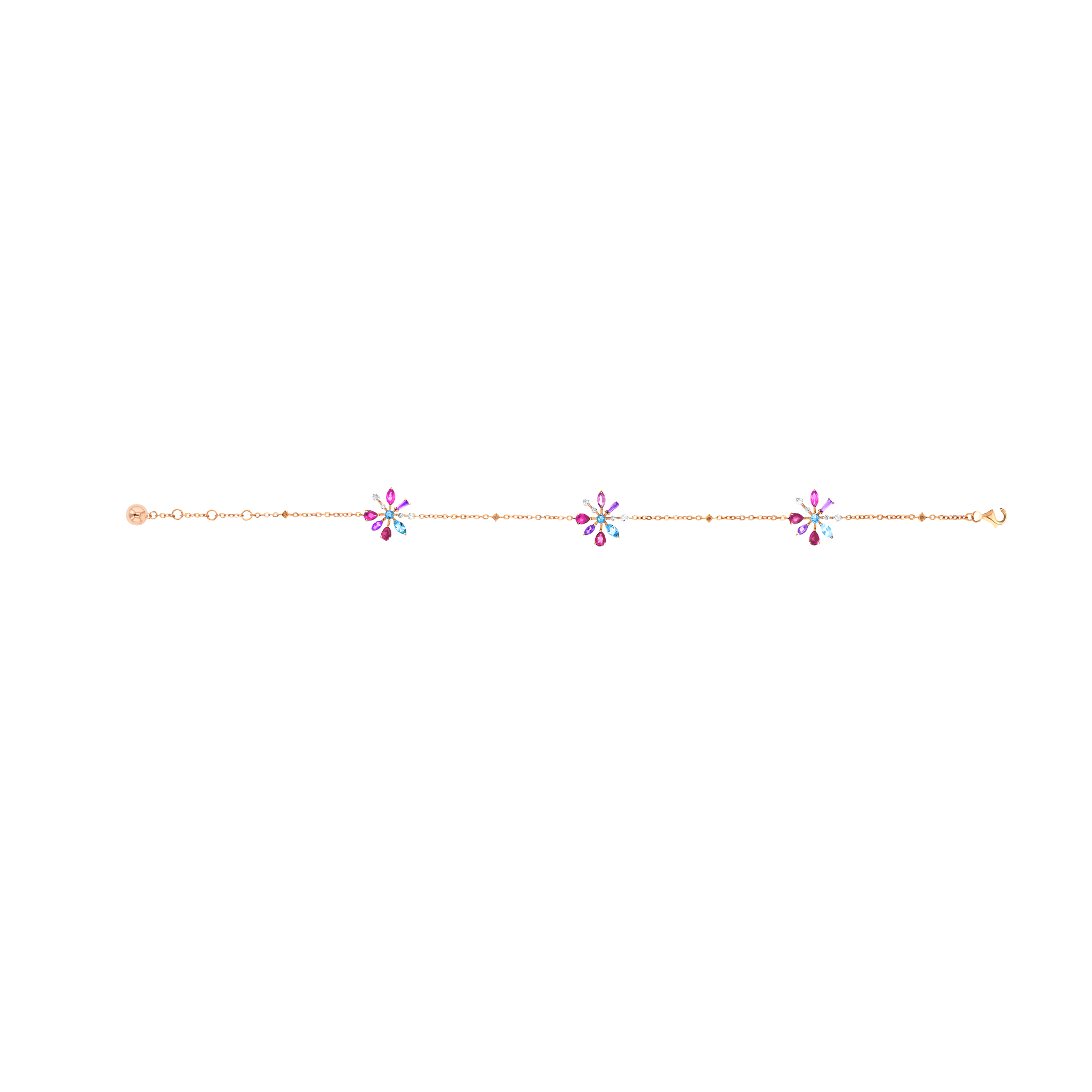 Fireworks Flare Semi Precious  Anklet in 18K Rose Gold