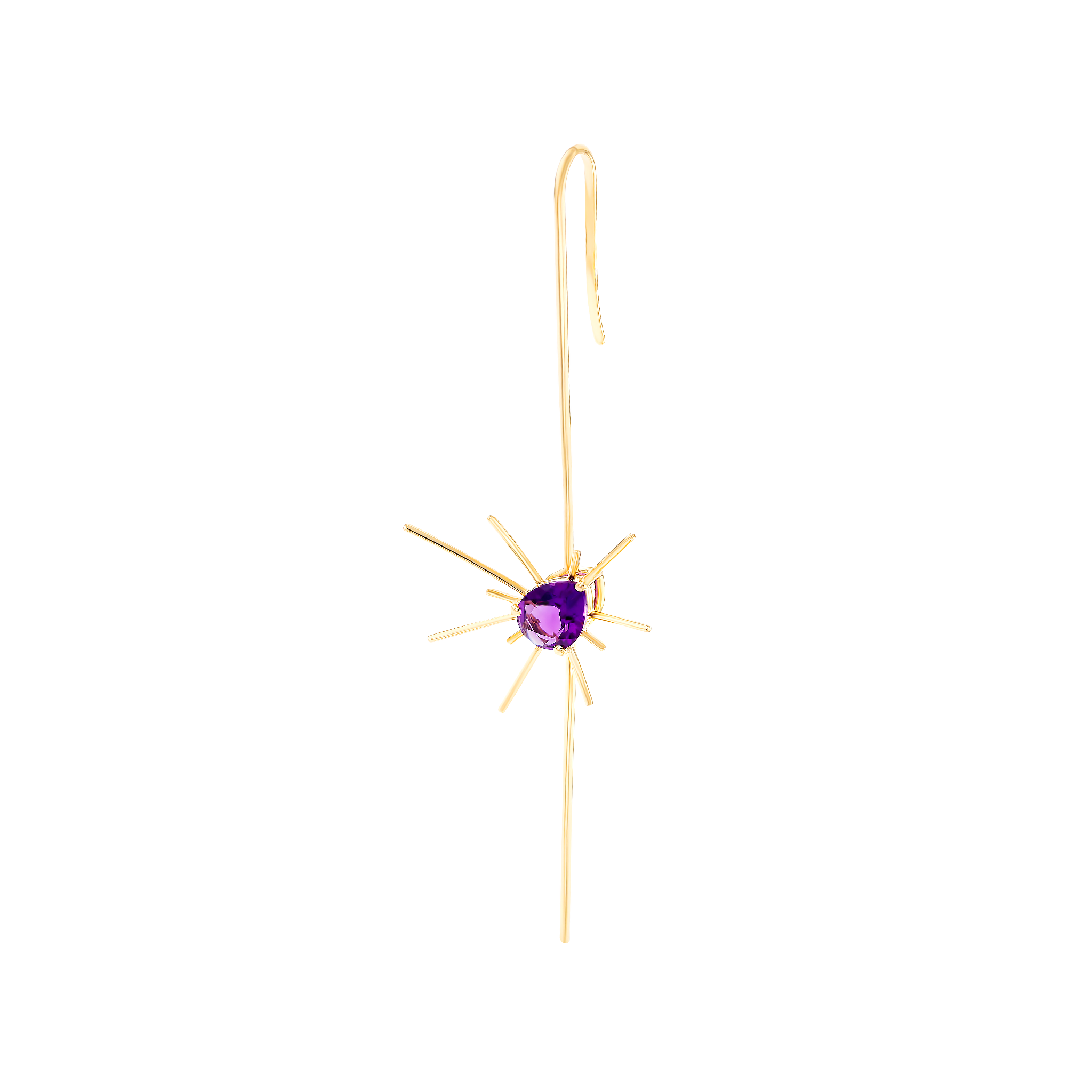 Fireworks Flare Amethyst Ear Cuff in 18K Rose Gold