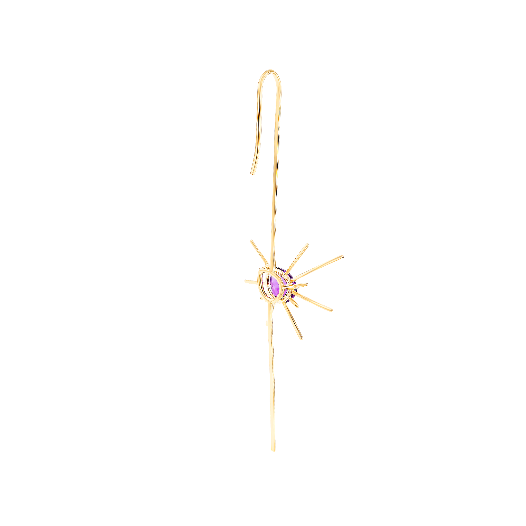 Fireworks Flare Amethyst Ear Cuff in 18K Rose Gold