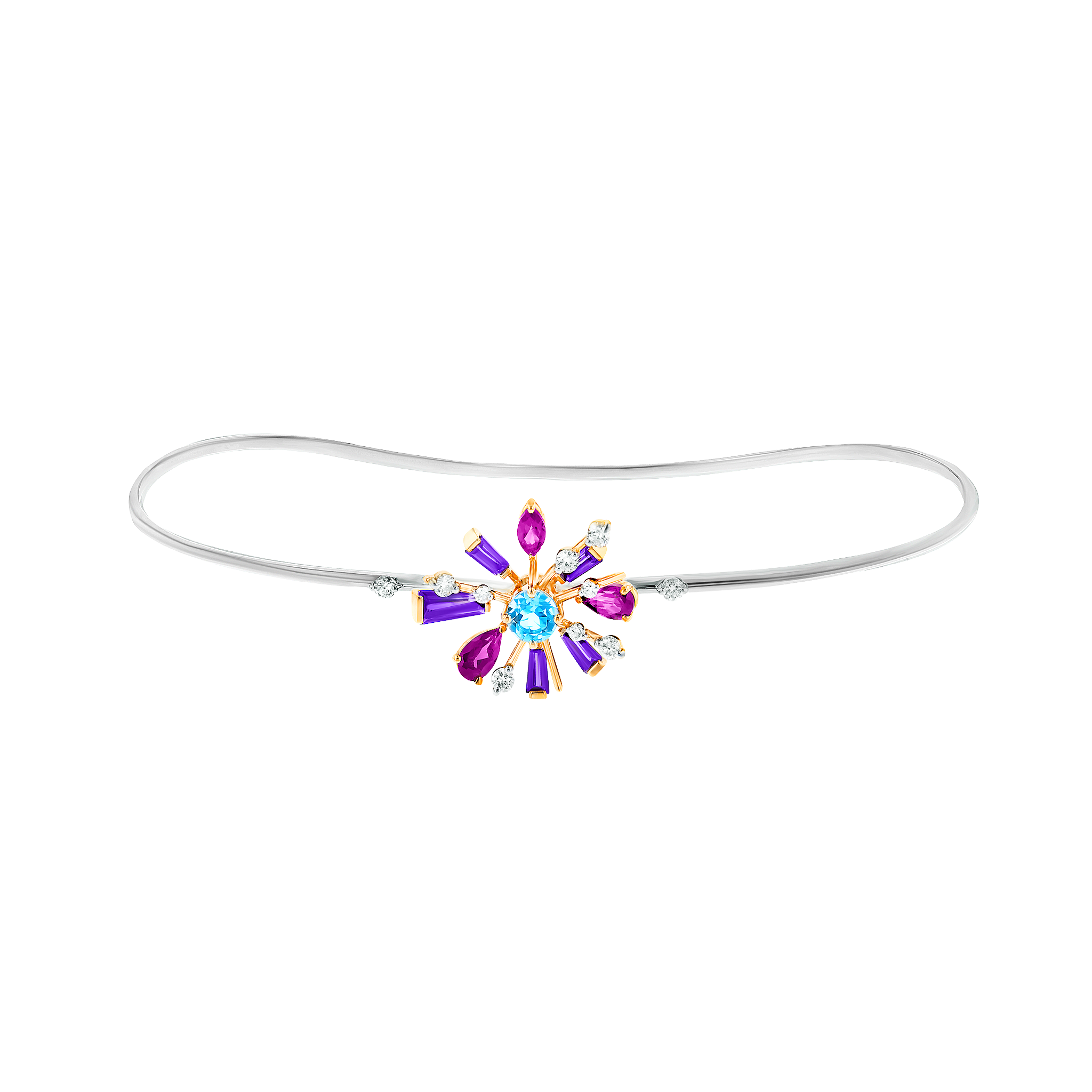 Fireworks Flitter Semi Precious Palm Cuff in 18K White Gold