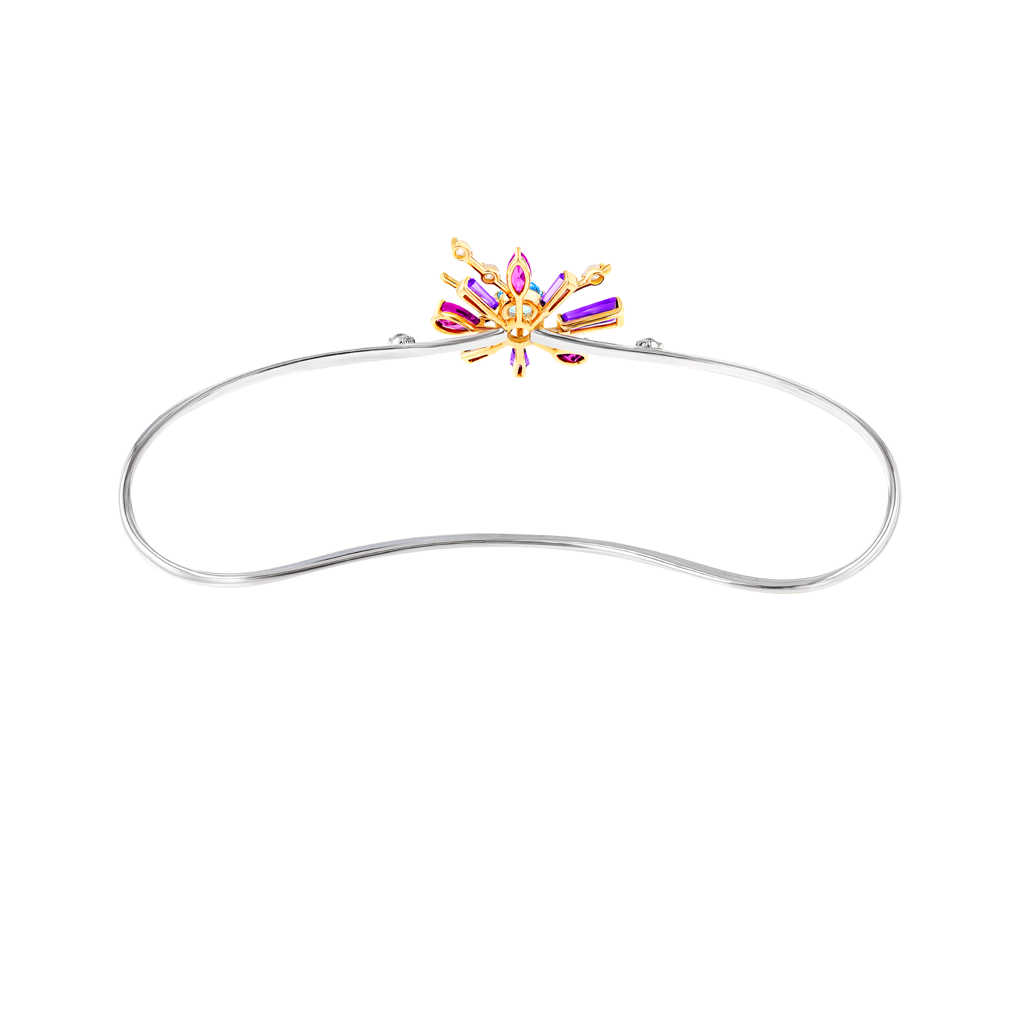 Fireworks Flitter Semi Precious Palm Cuff in 18K White Gold