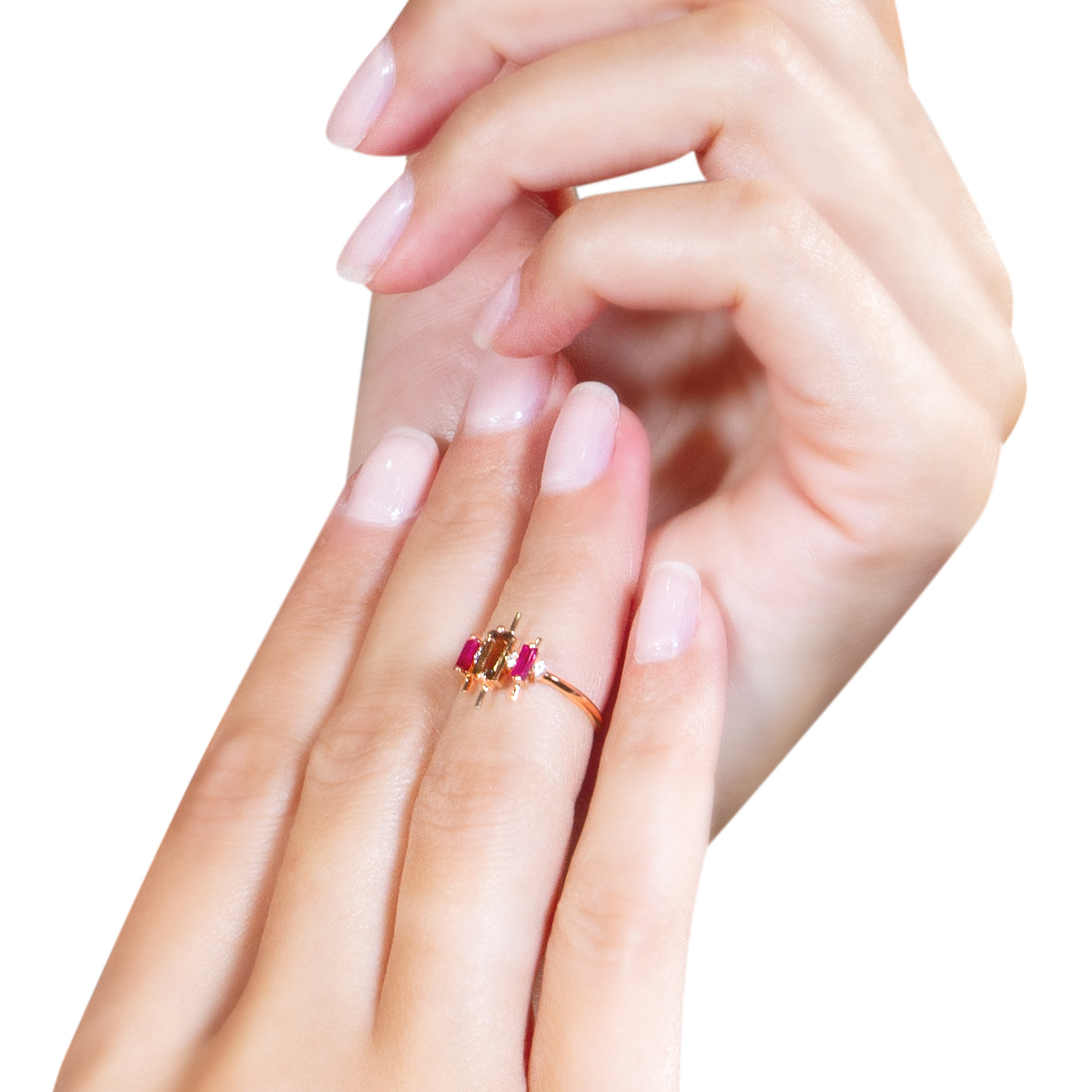 Fireworks Flitter Precious Midi Ring in 18K Rose Gold