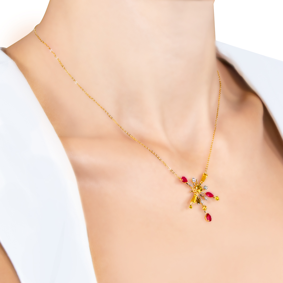 Fireworks Fountain Precious Necklace in 18K Rose Gold