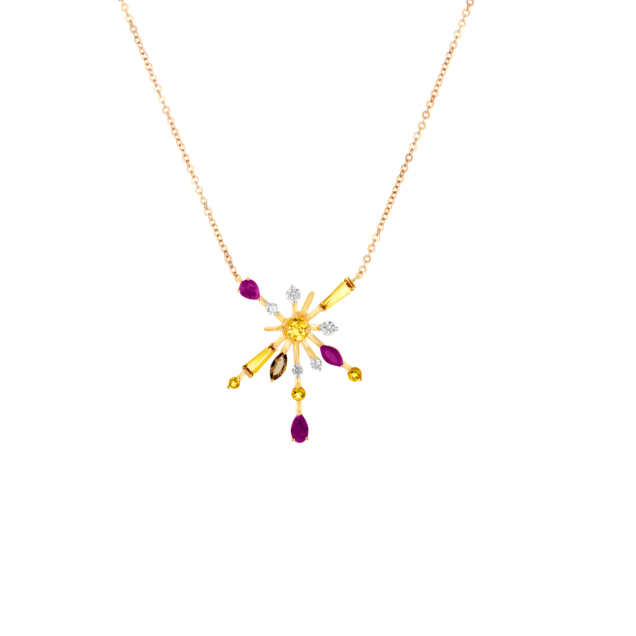 Fireworks Fountain Precious Necklace in 18K Rose Gold