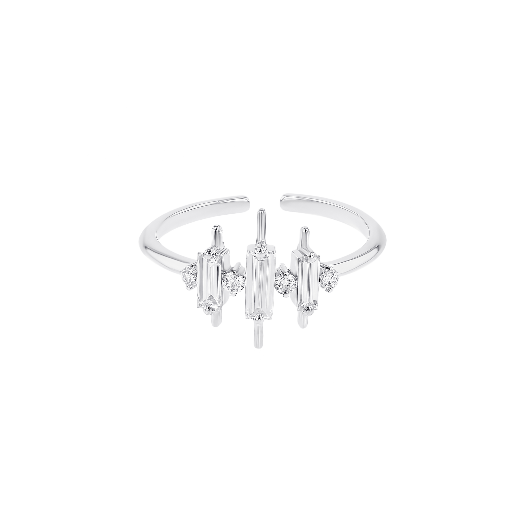Fireworks Sparkler Diamond Midi Ring in 18K White Gold