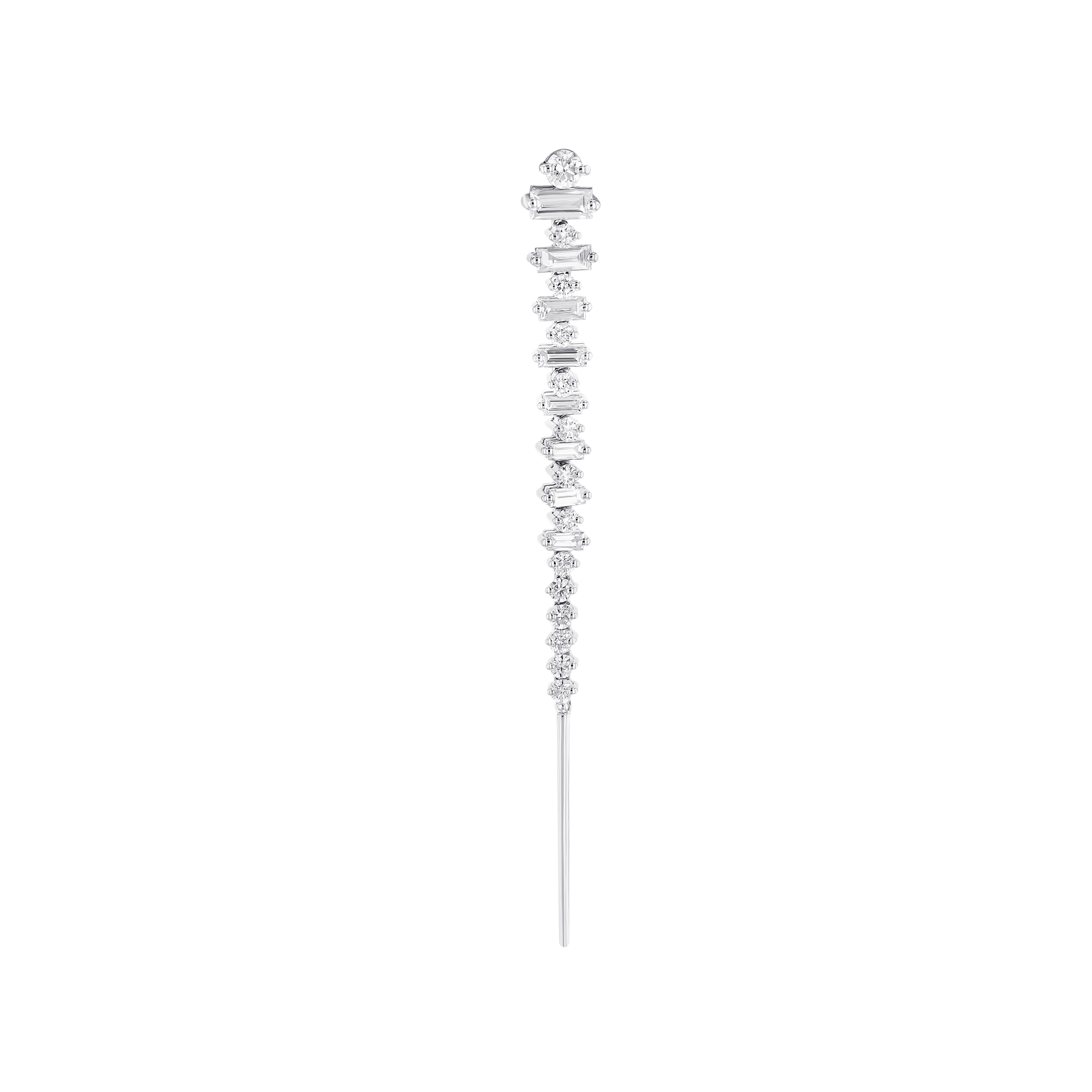 Fireworks Star Diamond Dangling Earrings in 18K White Gold