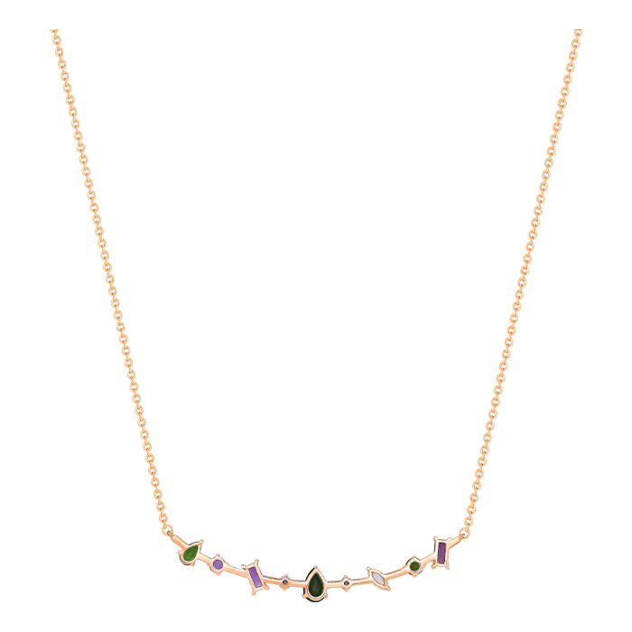 Fireworks Diamond and Precious Gem Necklace in 18k Rose Gold