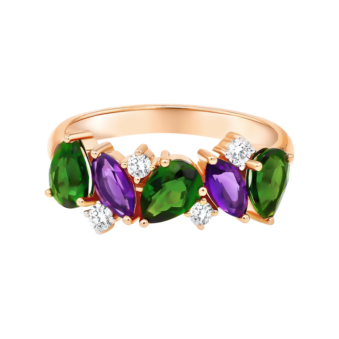 Fireworks Fiesta Diamond and Precious Gem Ring in 18k Rose Gold