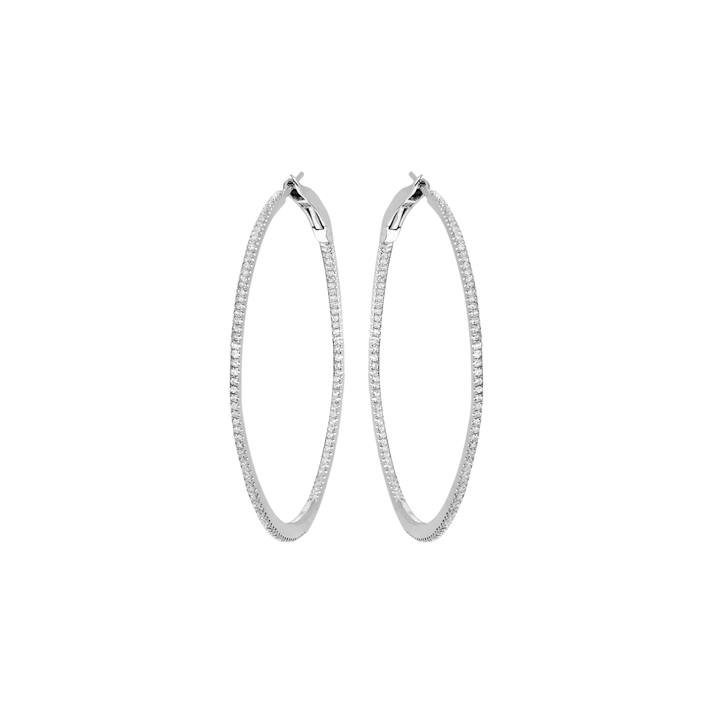 Djula Graphique Diamond 4 cm Hoop Earrings in 18K Gold