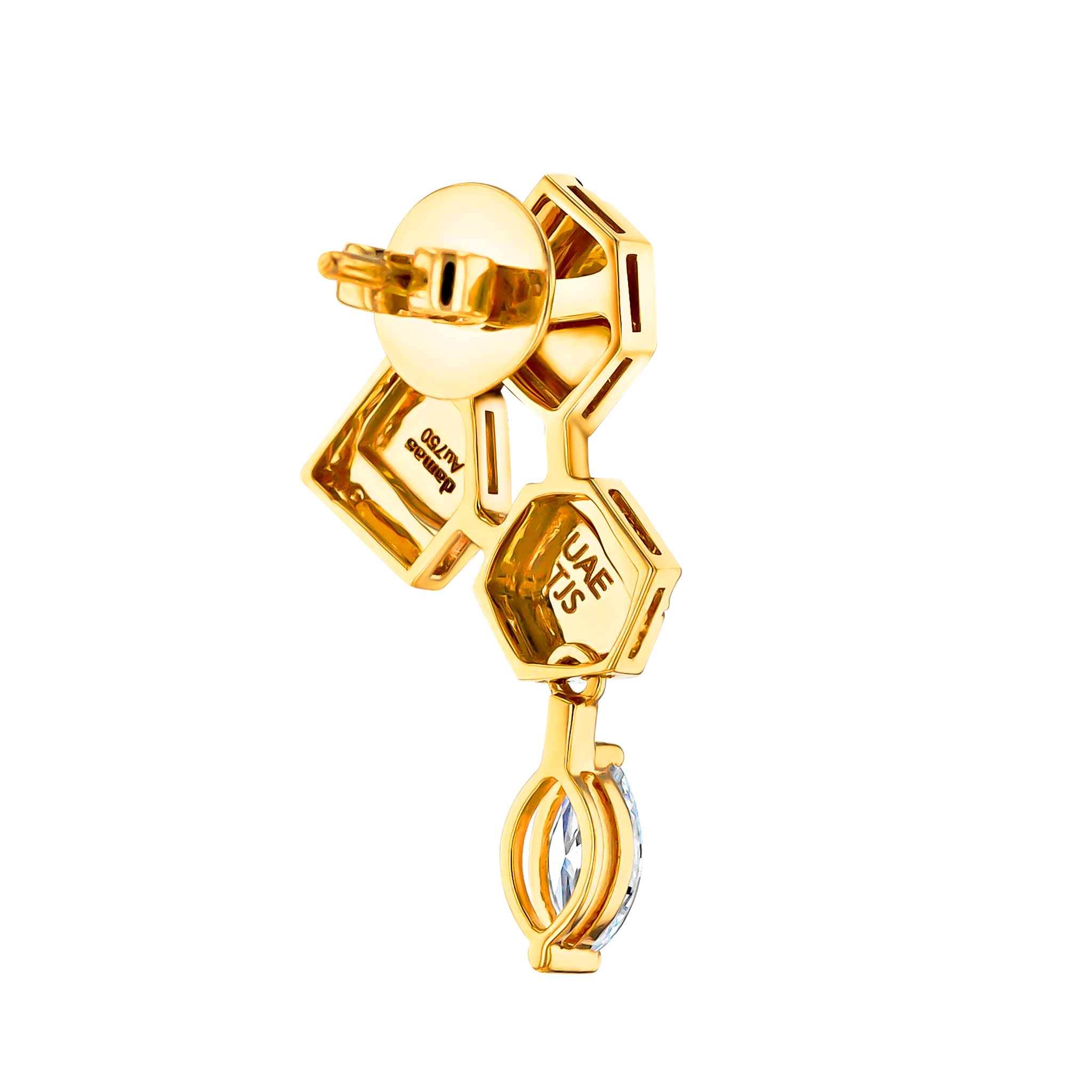 Glacial  Earring  in 18K Yellow Gold Studded  with Diamonds